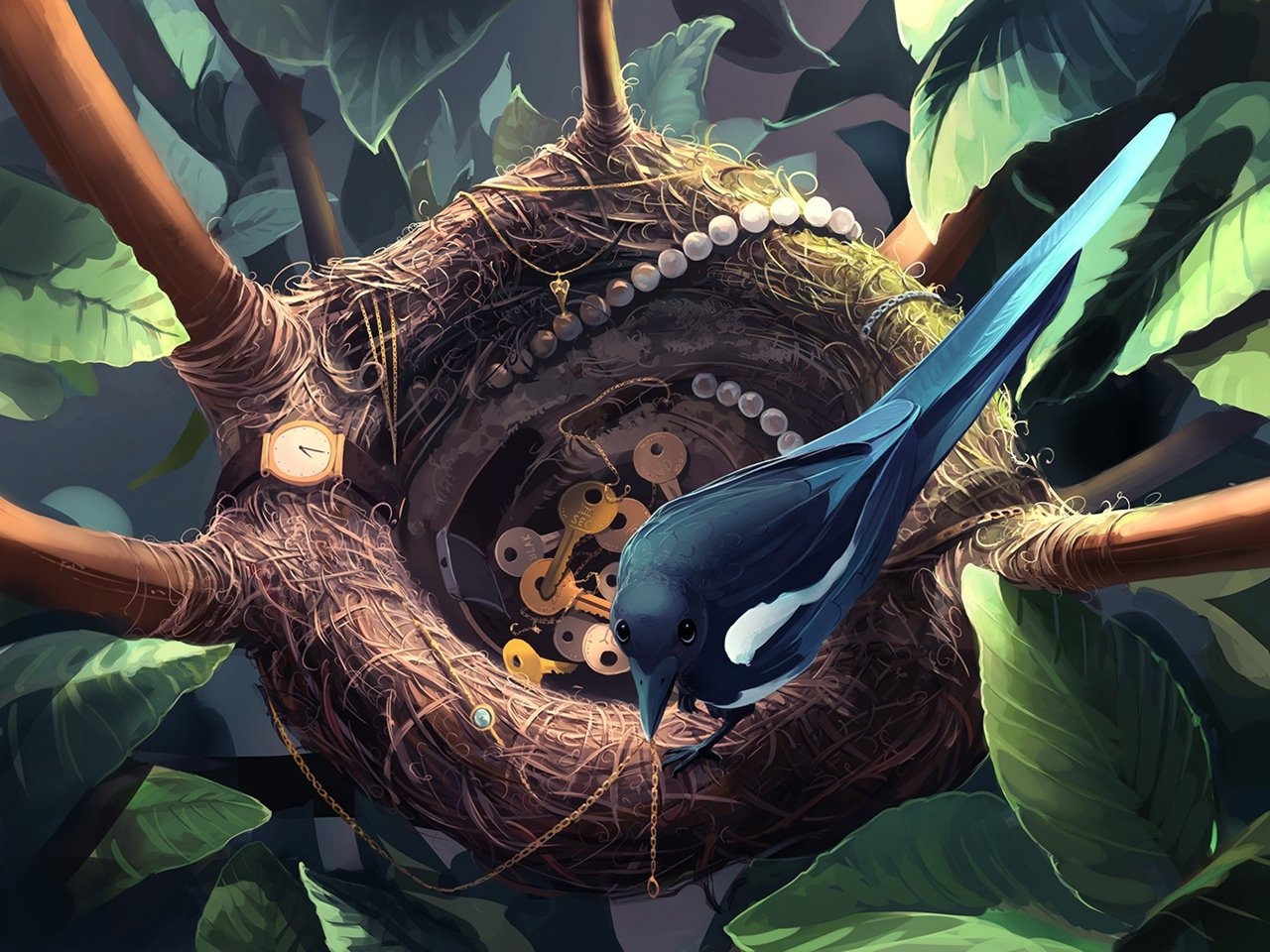 Art by Cyril Rolando - Art, Digital drawing, Animals, Raccoon, Owl, Squirrel, Magpie, Monkey, Longpost