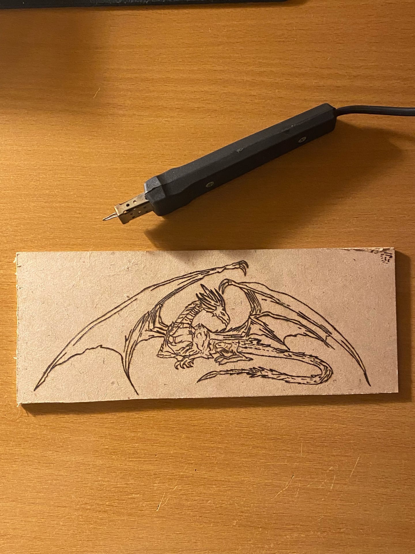 And here's my new job. - Drawing, Pencil drawing, Colour pencils, Pyrography, Sketch, The Dragon, Longpost