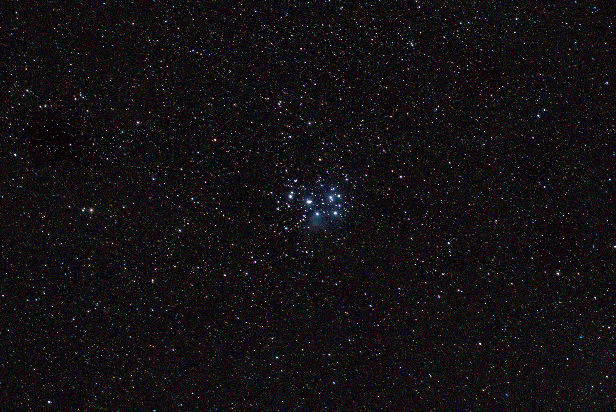 M45 Pleiades. Chuvash Republic. Green illumination zone - My, Astrophoto, Pleiades, Sony, Chuvashia, Space, Stars, Starry sky