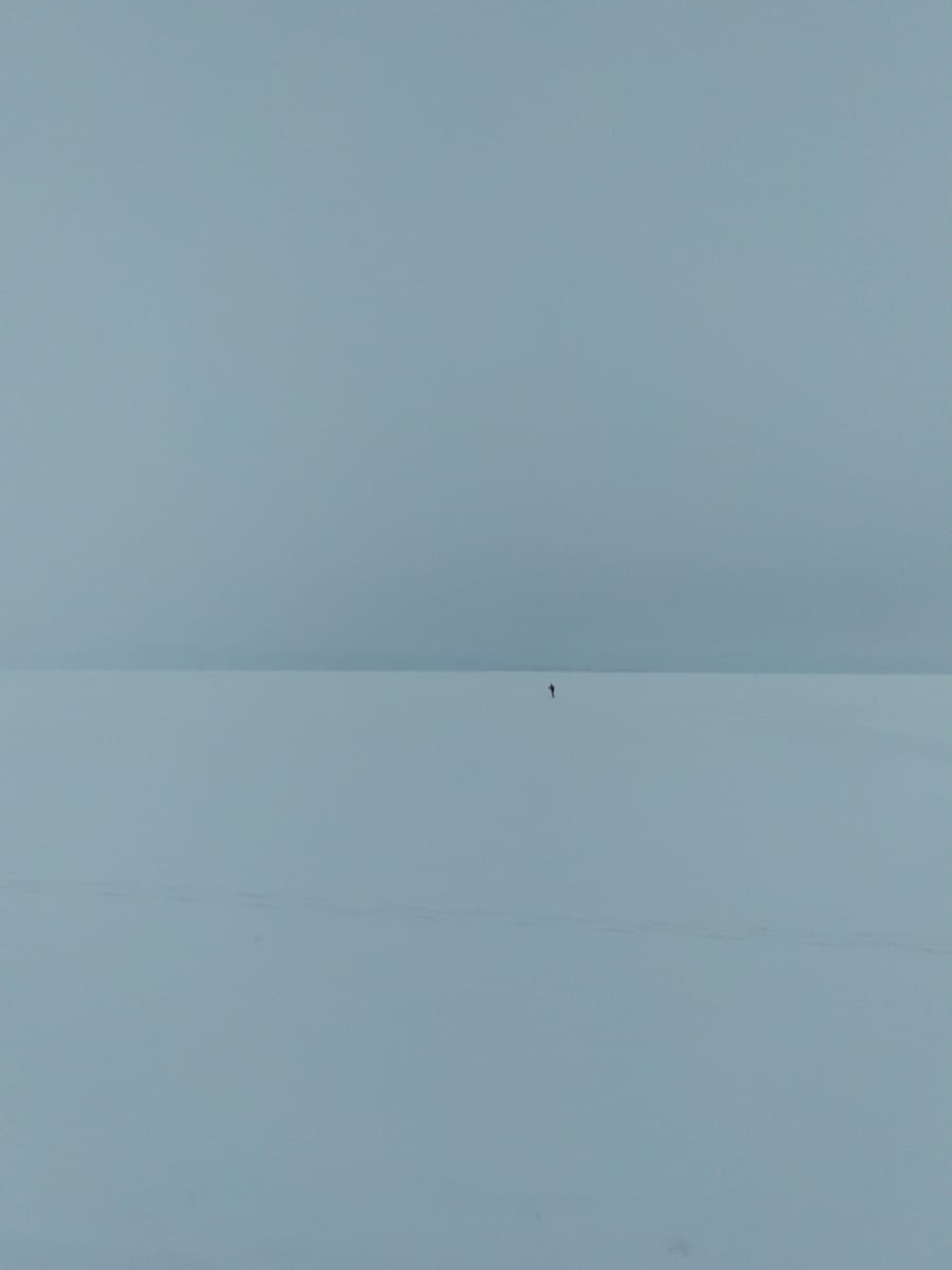 Skier on Lake Onega - My, Mobile photography, Minimalism