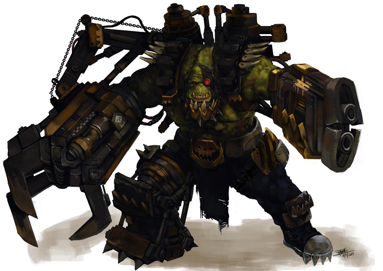 A couple of warbosses and a small WAAAAGH! - Warhammer 40k, Wh Art, Xenos, Orcs, Waaagh!, Longpost