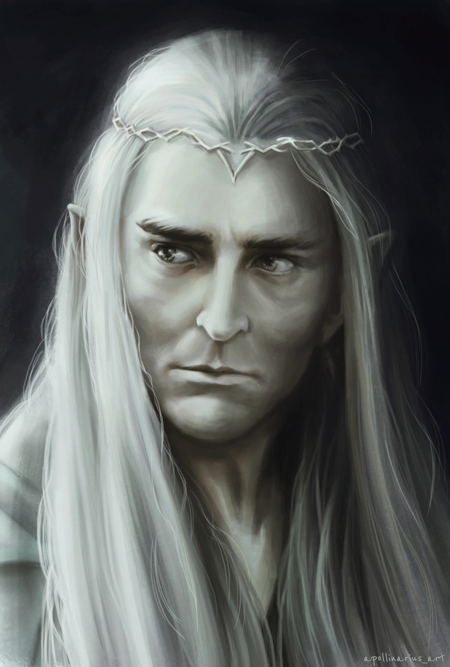 Elven portrait series: Legolas, Galadriel, Tranduil - My, Fantasy, Art, Magic, Lord of the Rings, The hobbit, Legolas, Thranduil, Galadriel, Elves, Longpost