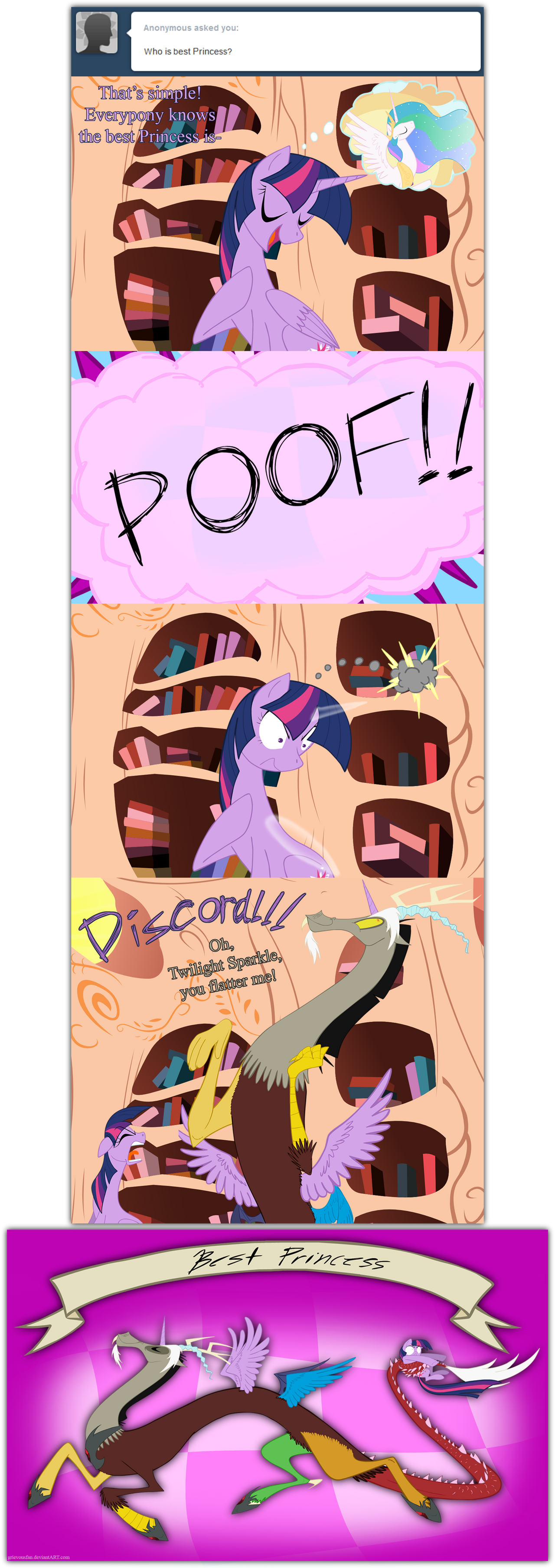 Best Princess - My little pony, PonyArt, MLP Discord, Twilight sparkle, Princess celestia, Grievousfan, Longpost, Comics