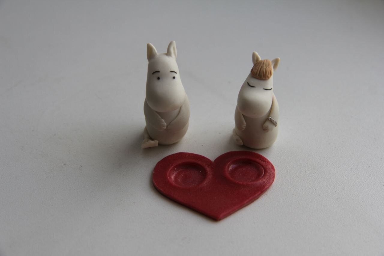 Moomin Troll and Freken Snork - My, Polymer clay, Лепка, Needlework without process, Moomin Trolls, Figurines, Romance, Love, With your own hands, Longpost