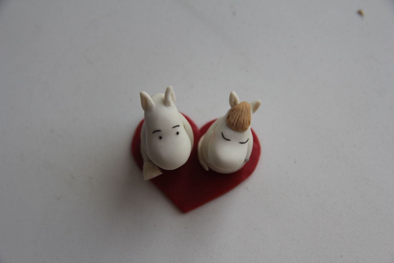 Moomin Troll and Freken Snork - My, Polymer clay, Лепка, Needlework without process, Moomin Trolls, Figurines, Romance, Love, With your own hands, Longpost