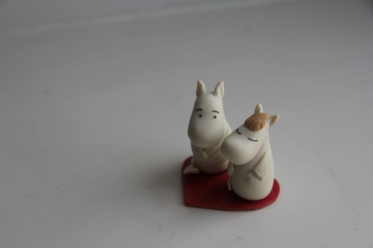 Moomin Troll and Freken Snork - My, Polymer clay, Лепка, Needlework without process, Moomin Trolls, Figurines, Romance, Love, With your own hands, Longpost