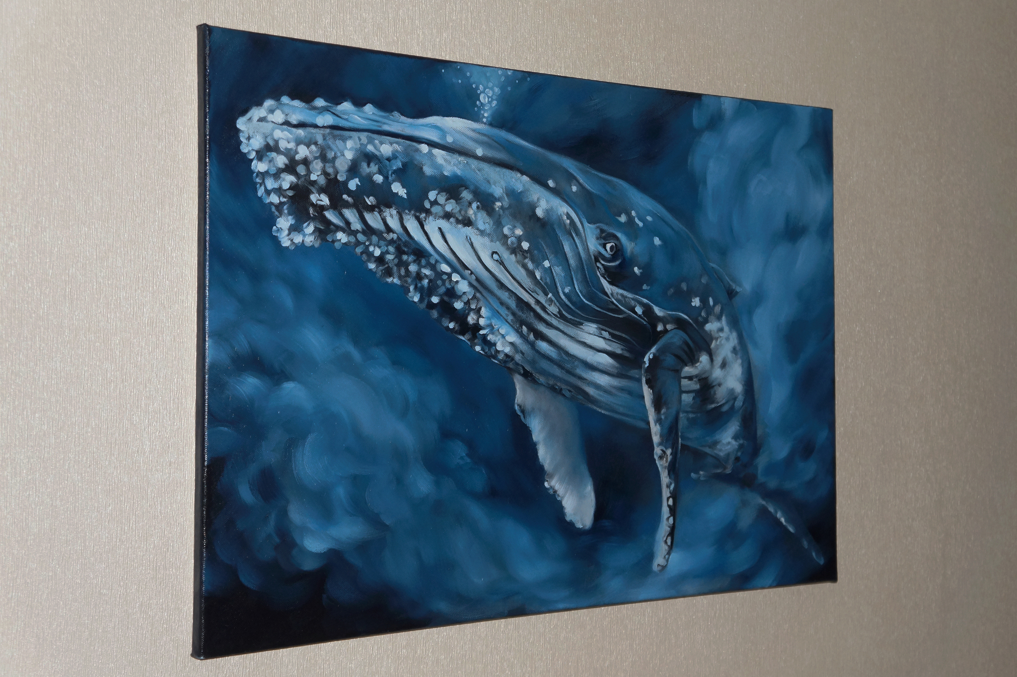 Blue whale - My, Creation, Painting, Nature, Oil painting, Whale, Blue whale, Longpost
