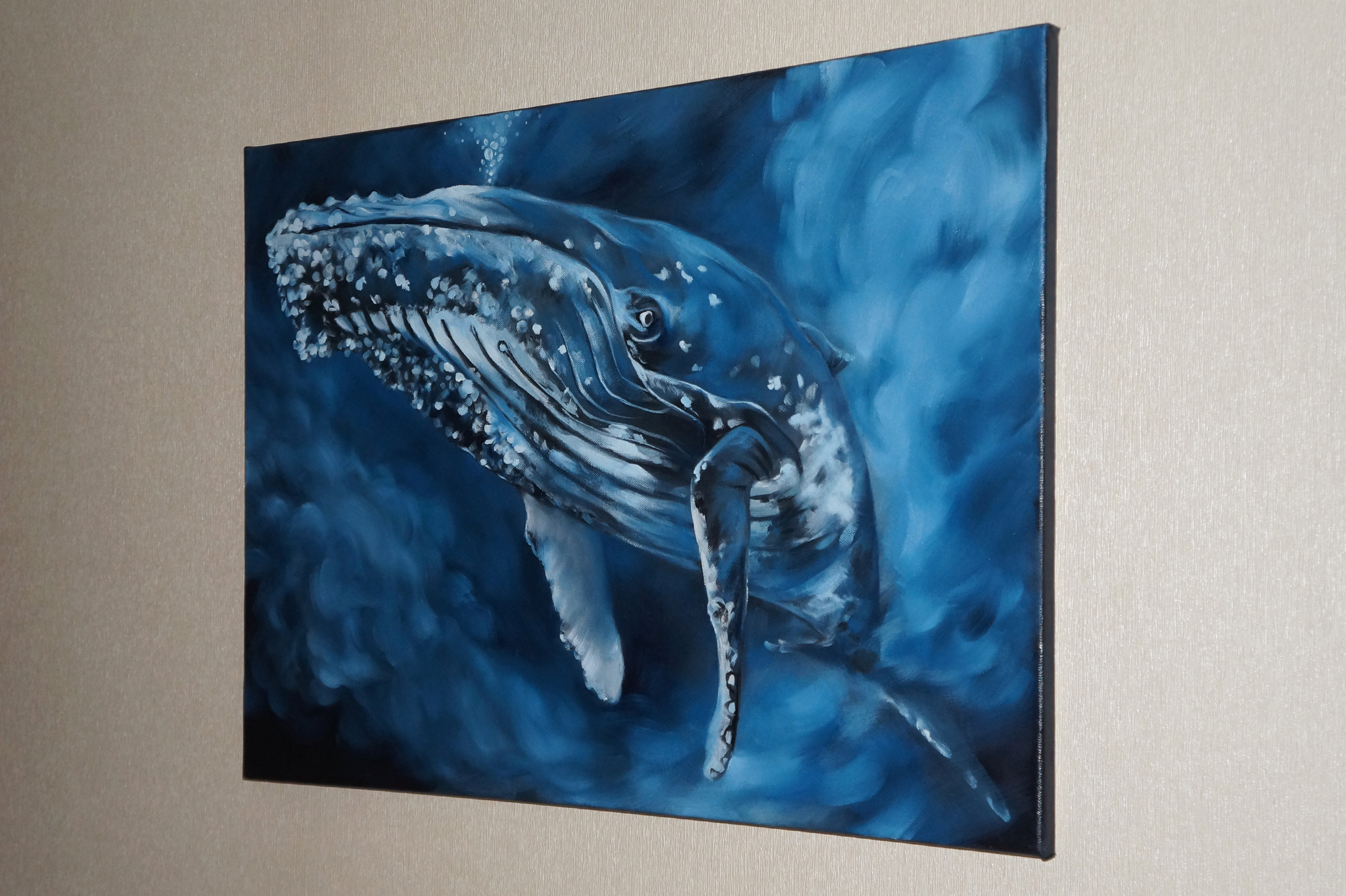 Blue whale - My, Creation, Painting, Nature, Oil painting, Whale, Blue whale, Longpost