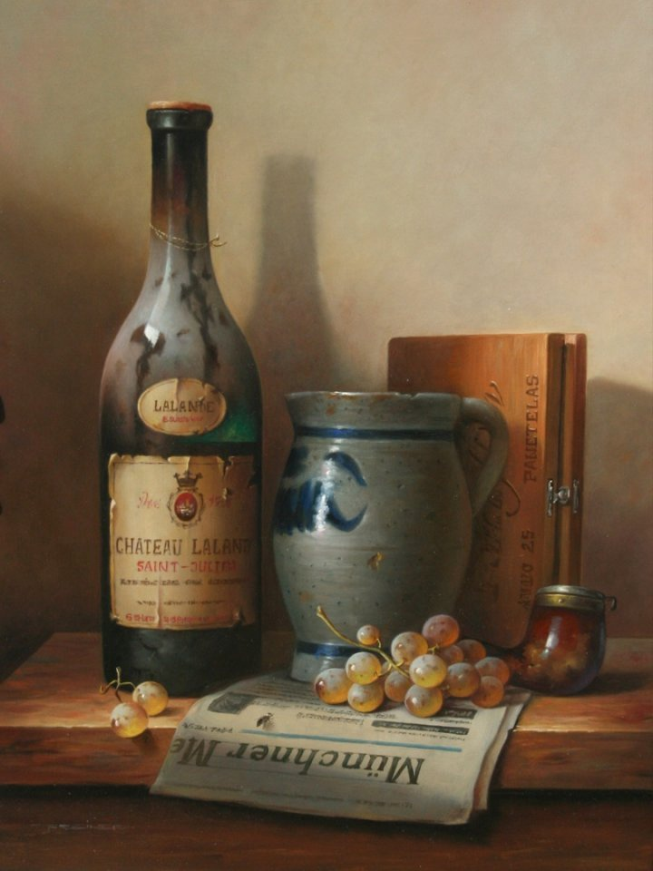 Still lifes by Zoltan Preiner - Art, Still life, Alcohol, Painting, Painting, Wine, Фрукты, Champagne, Longpost