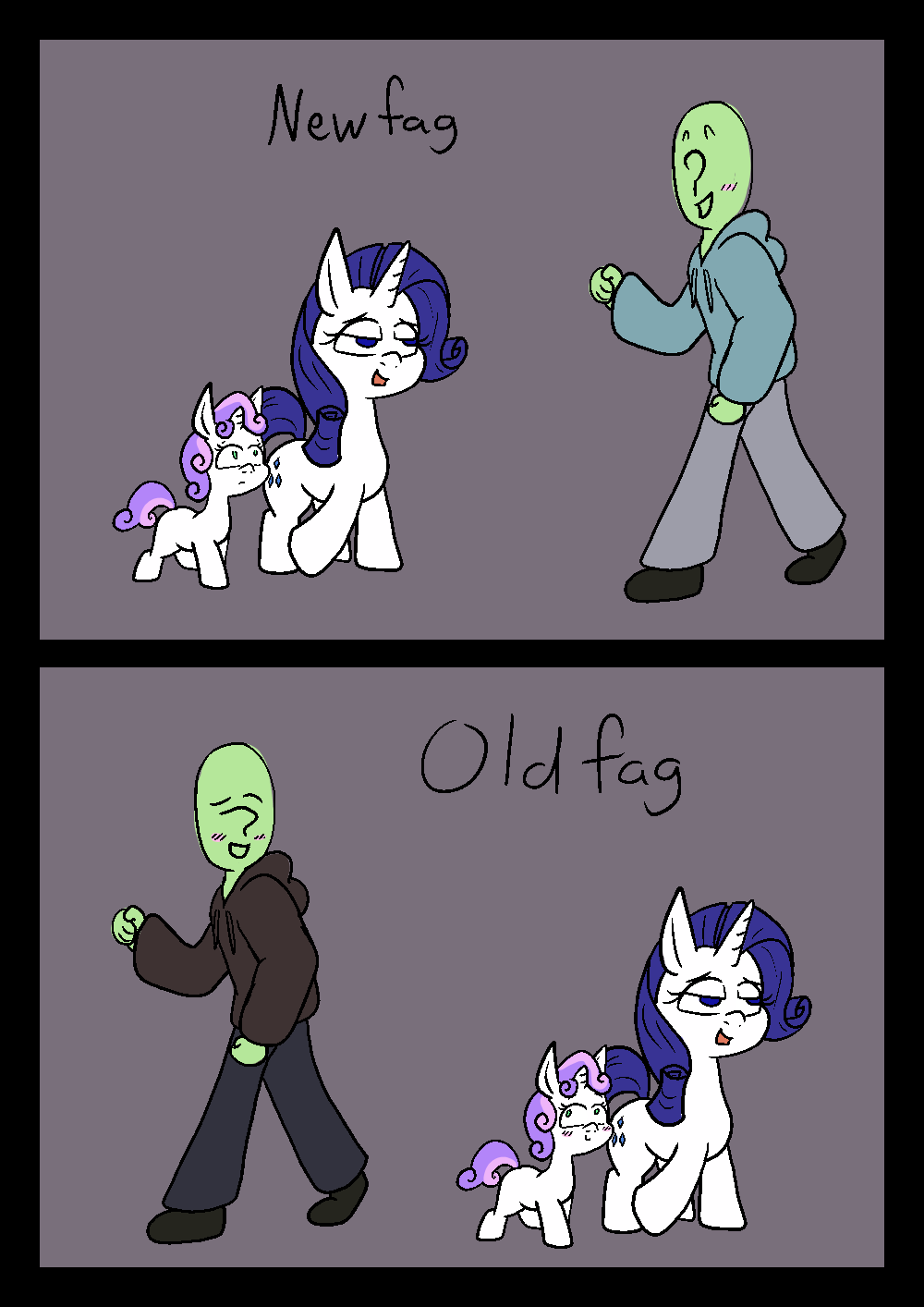 Newfag and Oldfag - My little pony, MLP Edge, Semi-Foalcon, Rarity, Sweetie belle