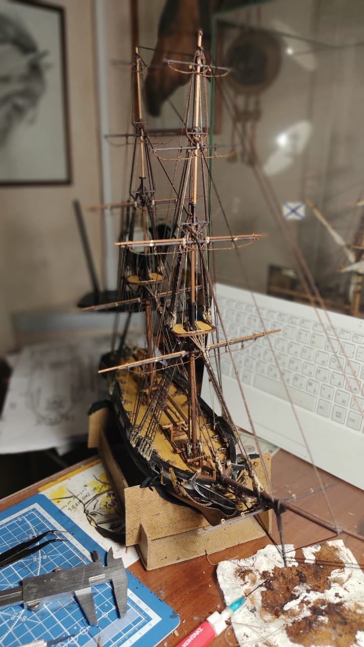 Model of the brig Mercury. Part 10. Still ranging - My, Modeling, Stand modeling, Scale model, Wood products, Longpost