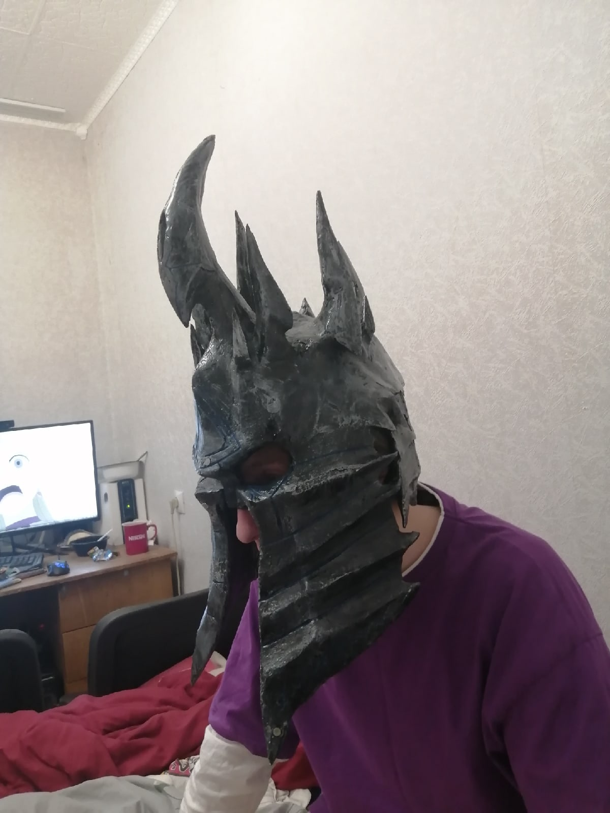 King Lich Helmet 2.0 - My, Helmet, Lich King, Papercraft, With your own hands, Consolidation, Longpost, Needlework without process