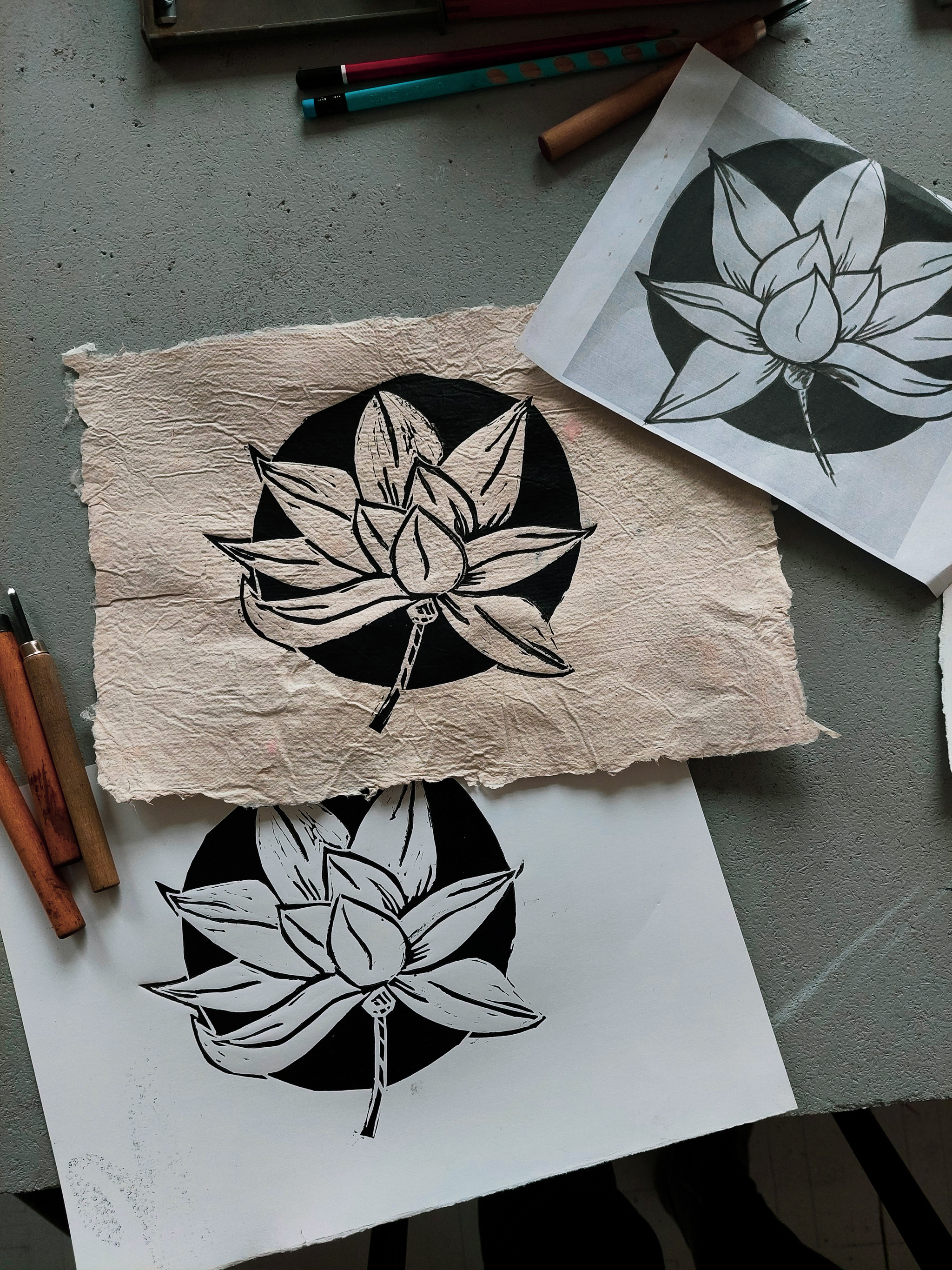 I teach printed graphics courses - Studies, Linocut, Seal, Creation, Hobby, Longpost