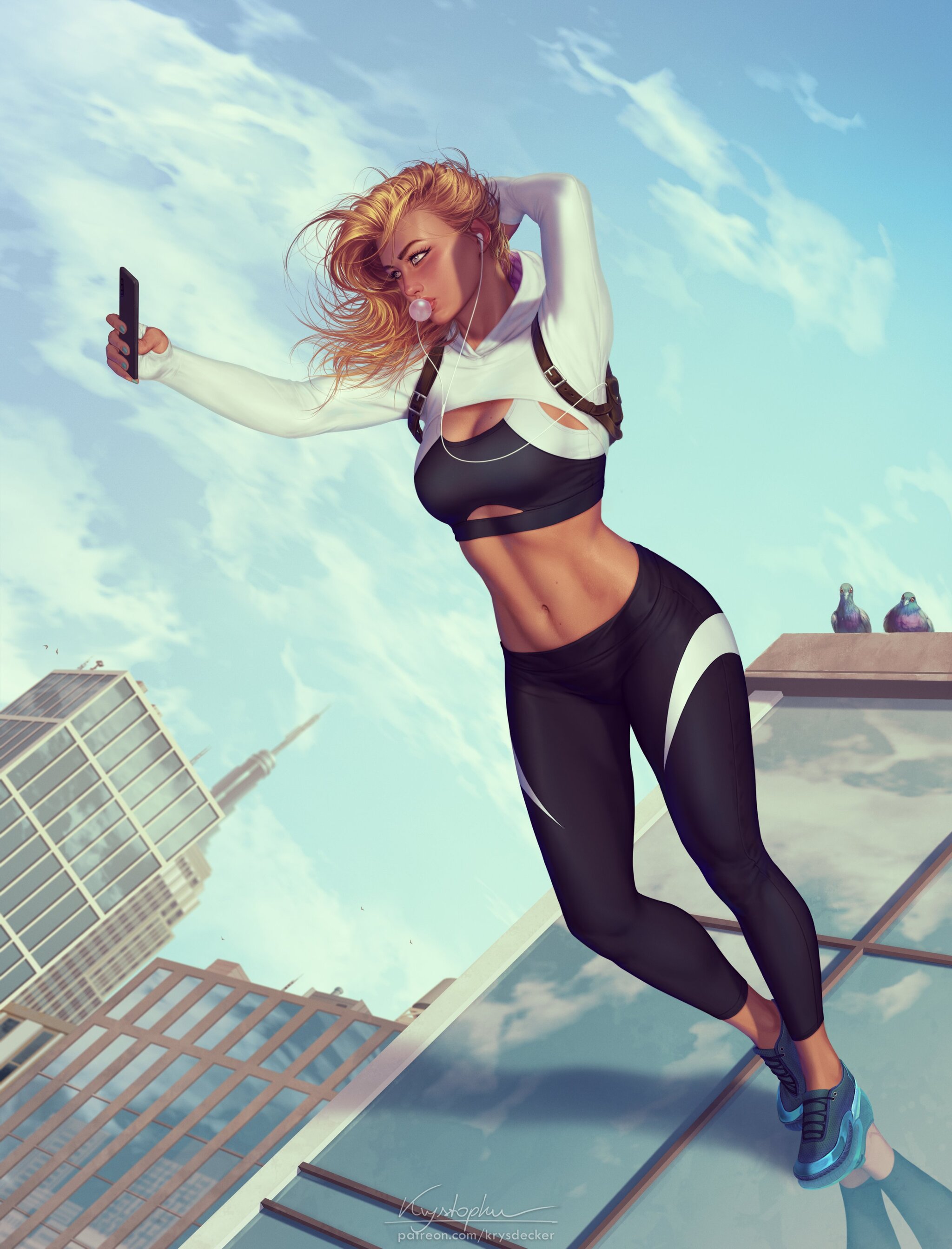 Selfie - Art, Drawing, Marvel, Spiderman, Gwen Stacy, Girls, Superheroes, Selfie, Krysdecker