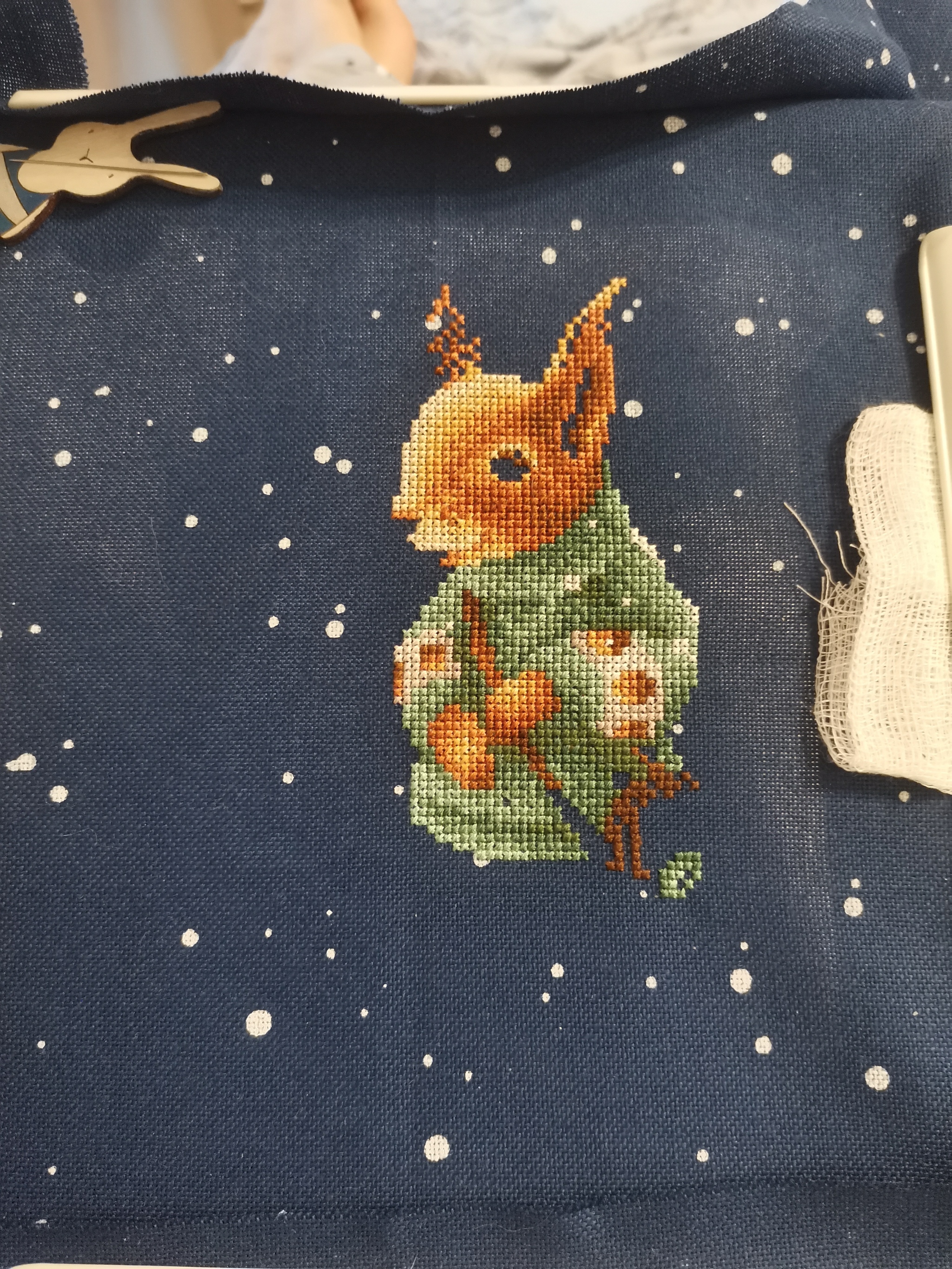 Squirrel Process - My, Embroidery, Cross-stitch, Needlework with process, Longpost