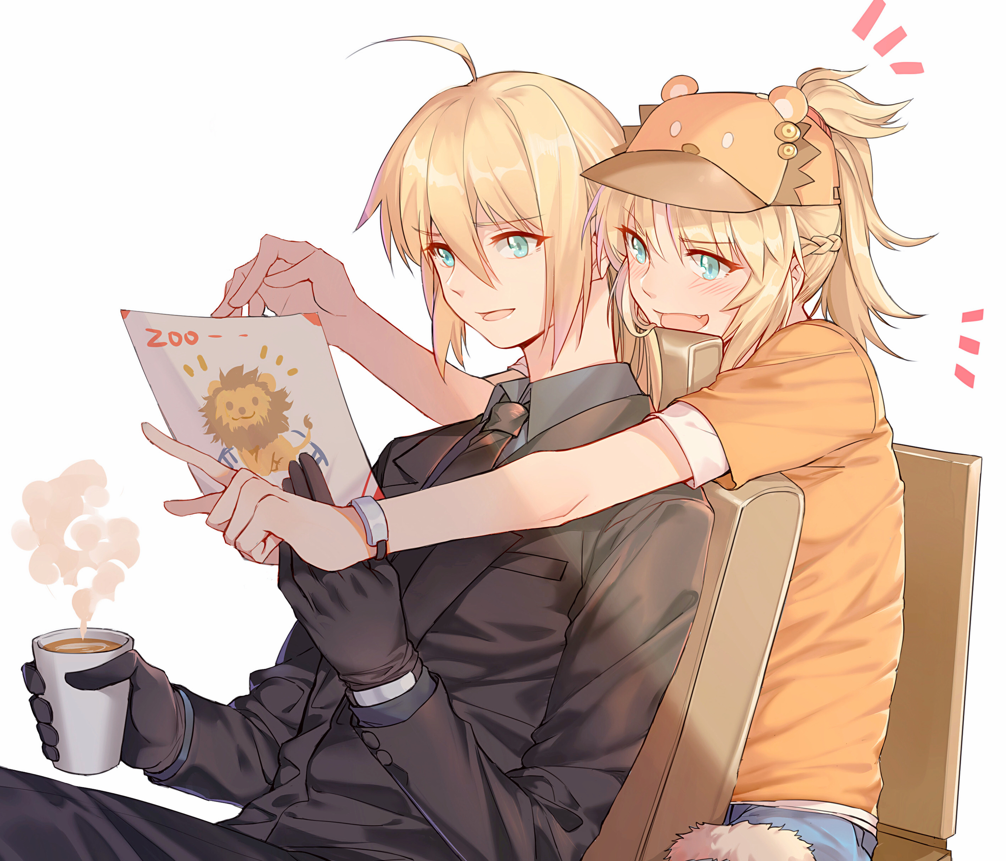 Batya and son - Anime, Anime art, Fate, Fate grand order, Mordred, Artoria pendragon lancer, Artoria pendragon, Yorukun, Longpost