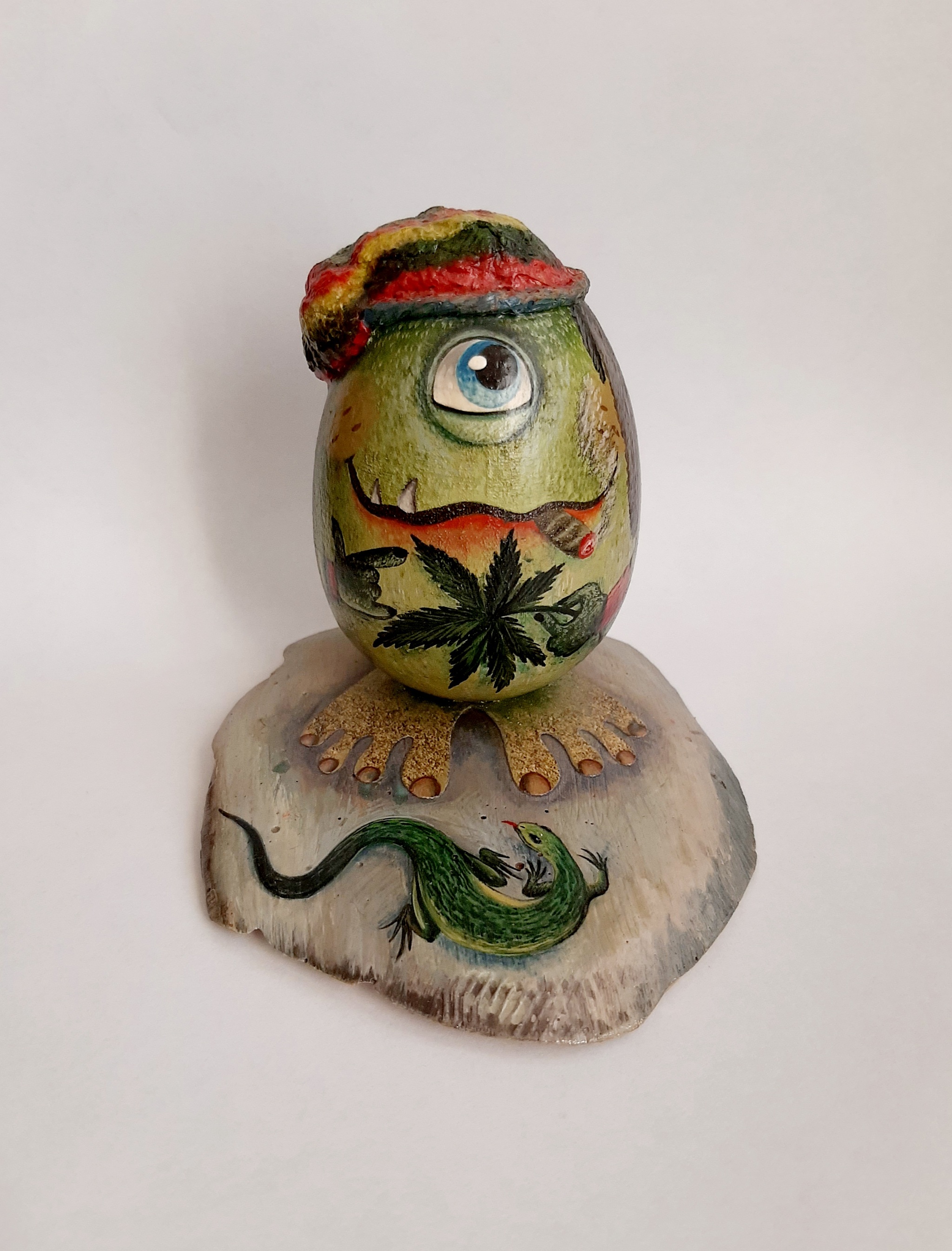 Figurine Freak-Rastaman - My, Handmade, Decor, Mixed media, Wooden Toys, Papier mache, Monster, Needlework without process, Longpost