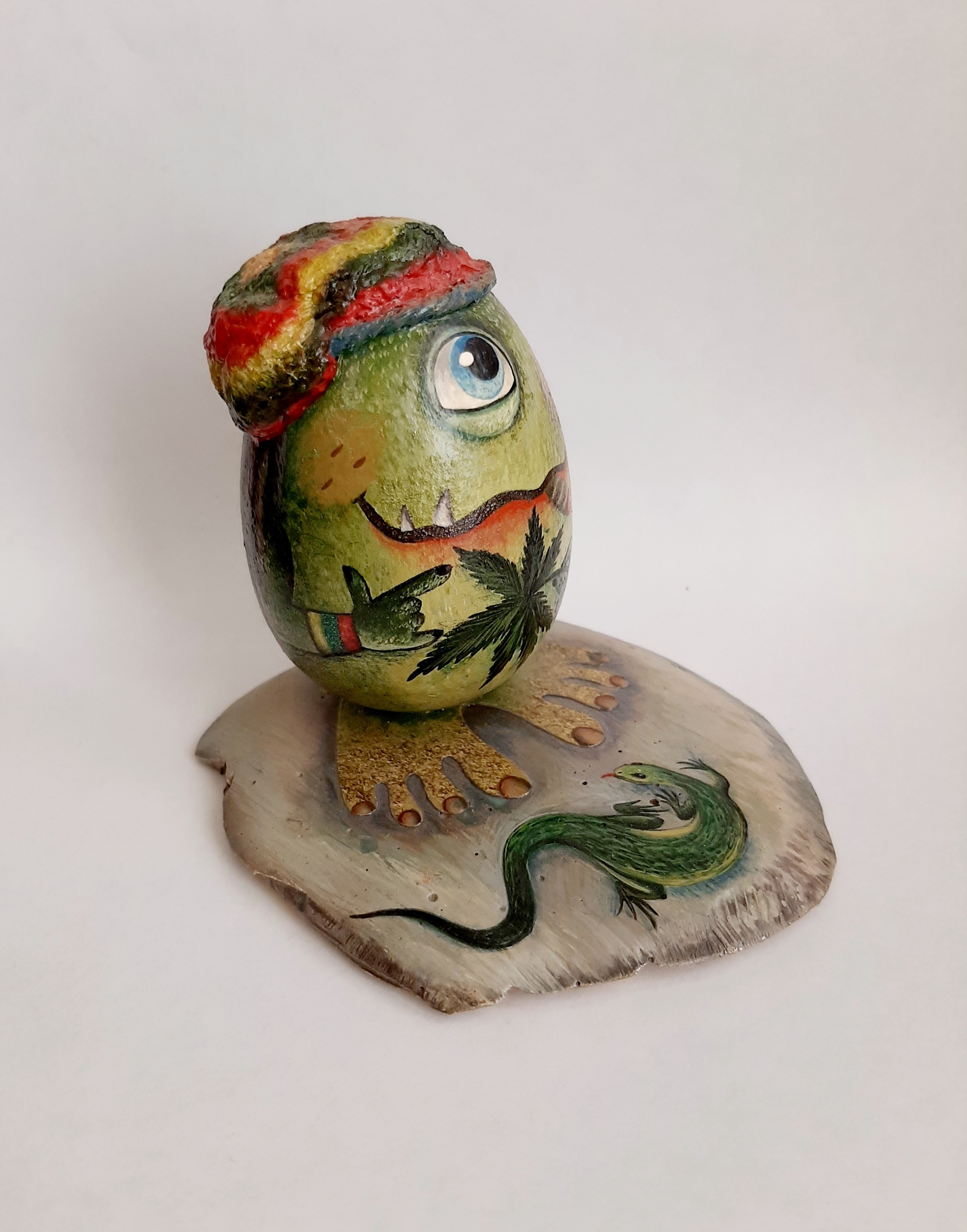 Figurine Freak-Rastaman - My, Handmade, Decor, Mixed media, Wooden Toys, Papier mache, Monster, Needlework without process, Longpost