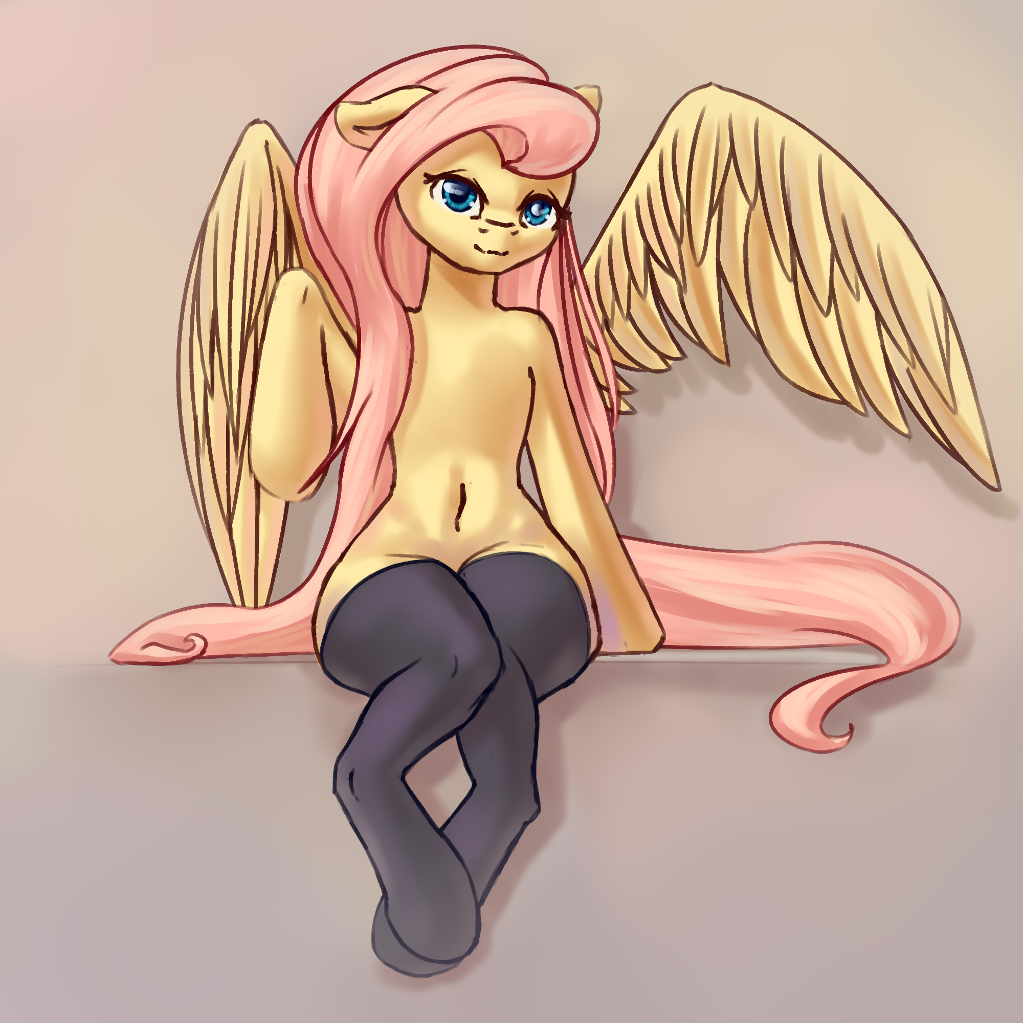 Stockings - My, My little pony, Digital drawing, PonyArt, Art, Fluttershy, Stockings, Sketch, Hips