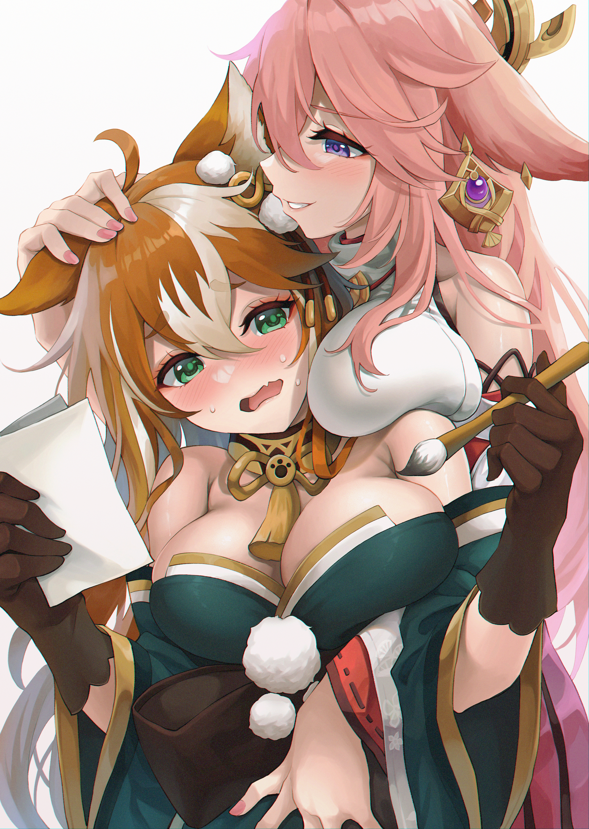 Miss Hina & Yae Miko - Genshin impact, Miss Hina, Yae miko, Art, Girls, Games, Anime, Anime art