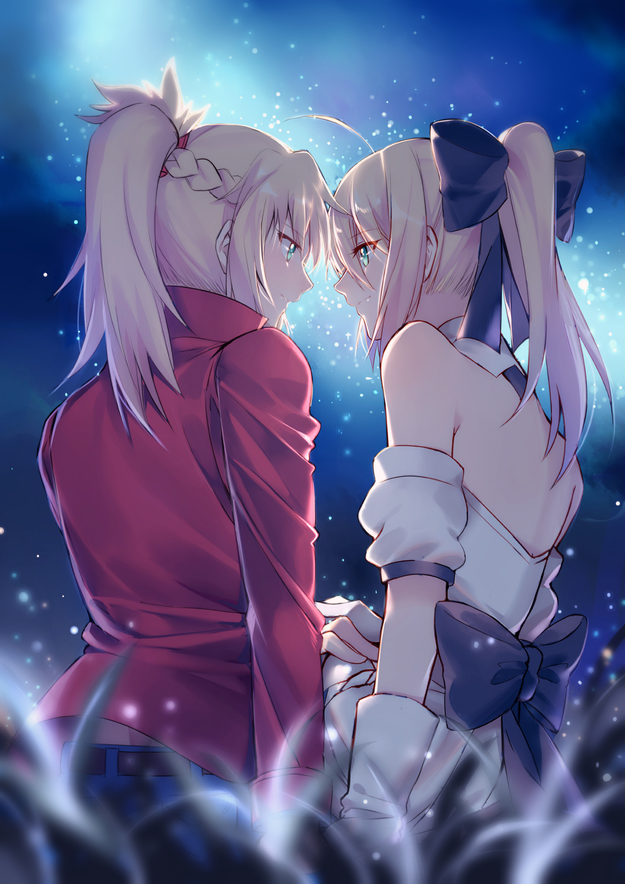 Морда и Лилька - Аниме, Anime Art, Fate, Fate Grand Order, Mordred, Saber Lily, Yuri, Yorukun, Длиннопост