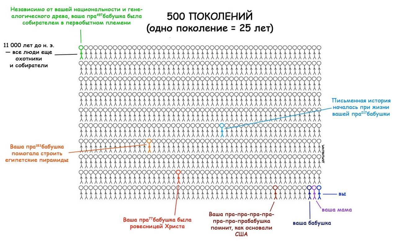 500 поколений человечества | Пикабу