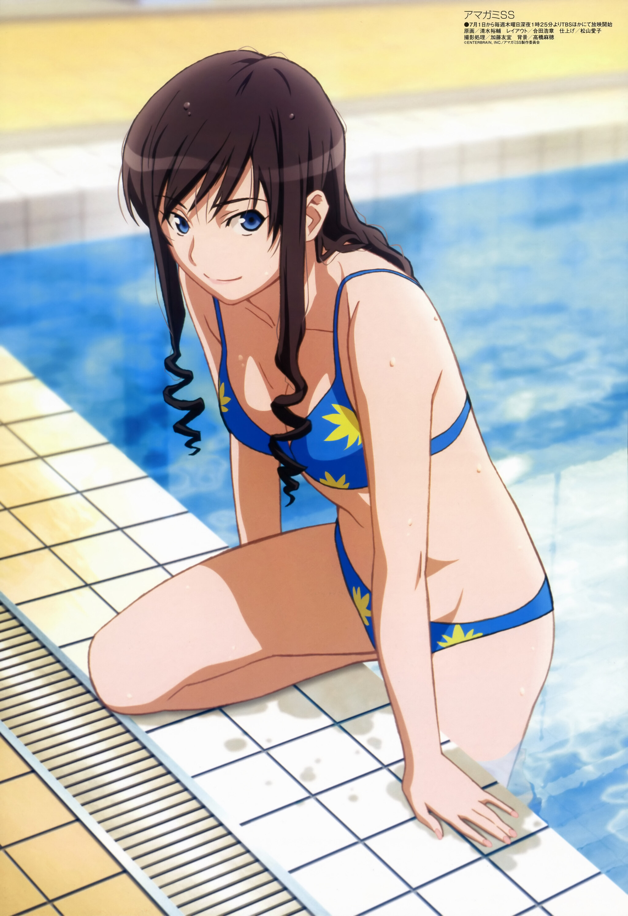 Morishima Haruka - NSFW, Anime art, Anime, Girls, Drawing, Swimsuit, Swimming pool, Amagami SS, Morishima Haruka