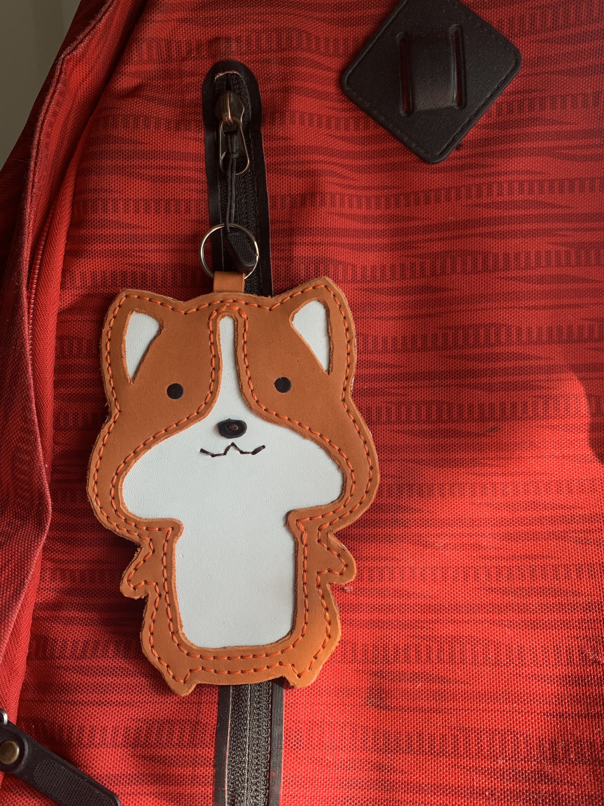 Corgi keychain made of genuine leather - My, Leather products, Leather, Natural leather, Needlework without process, Longpost, Keychain