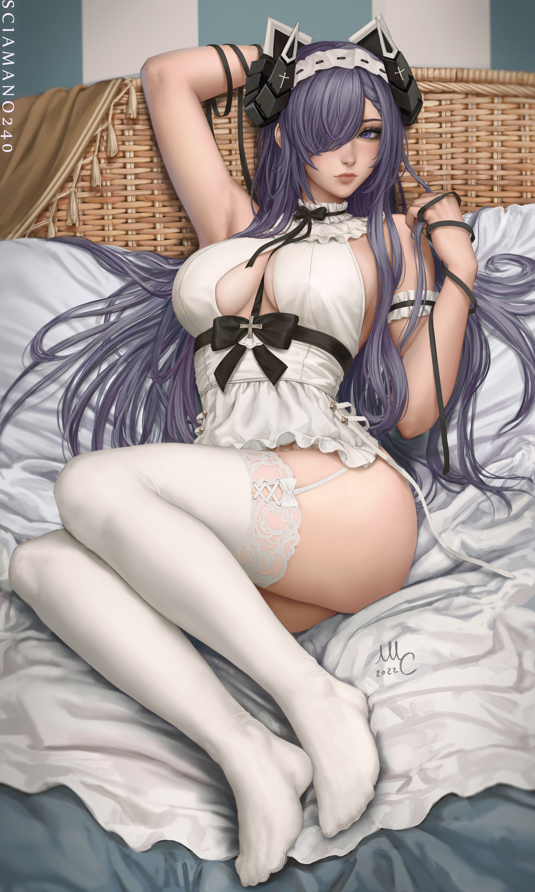 August Von Parseval - NSFW, Art, Anime, Anime art, Azur lane, August von Parseval, Housemaid, Girls, Erotic, Hand-drawn erotica, Game art, Underwear, Stockings, Swimsuit, Bikini, Boobs, Topless, Nudity, Choker, Sciamano240, Longpost