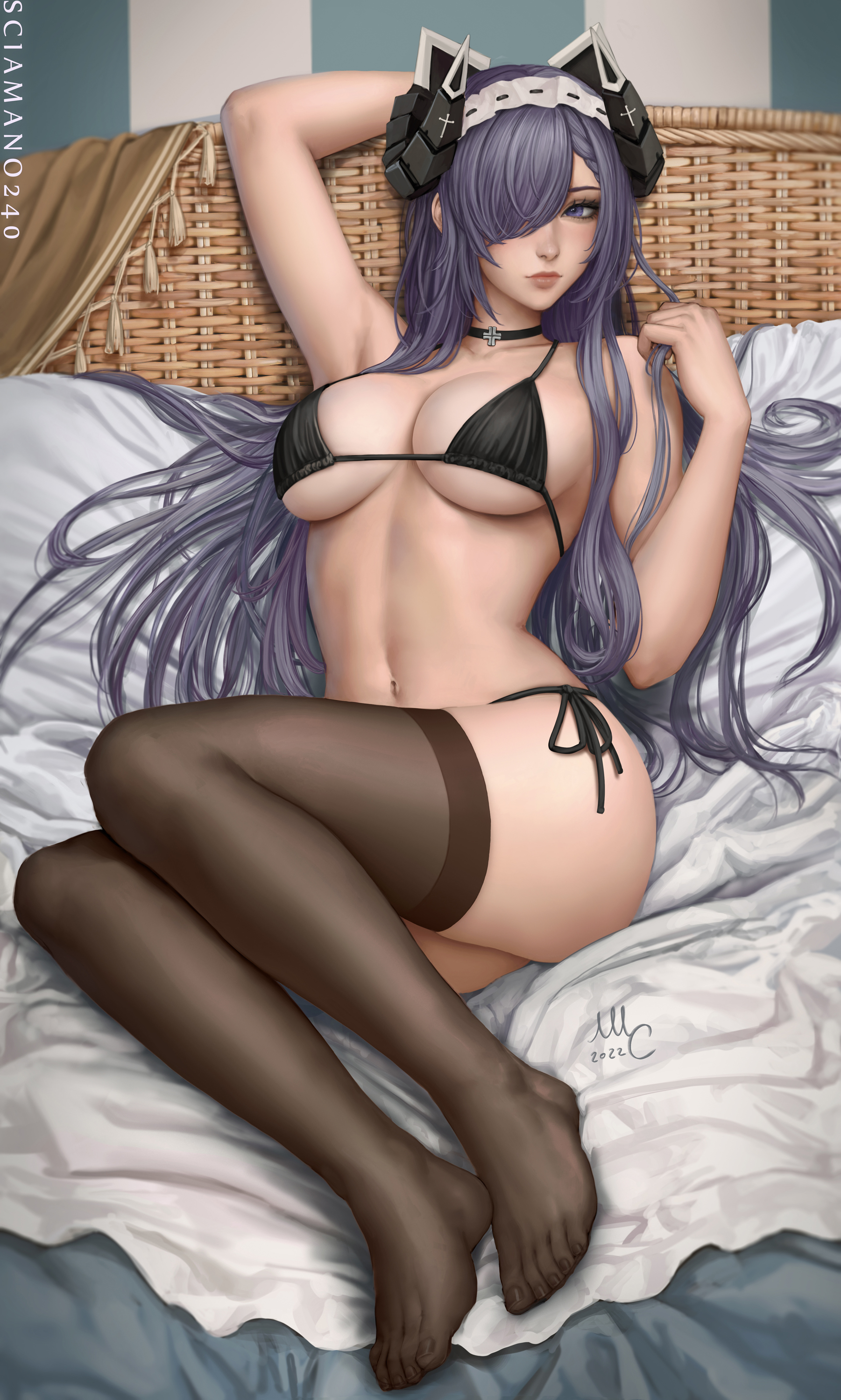 August Von Parseval - NSFW, Art, Anime, Anime art, Azur lane, August von Parseval, Housemaid, Girls, Erotic, Hand-drawn erotica, Game art, Underwear, Stockings, Swimsuit, Bikini, Boobs, Topless, Nudity, Choker, Sciamano240, Longpost