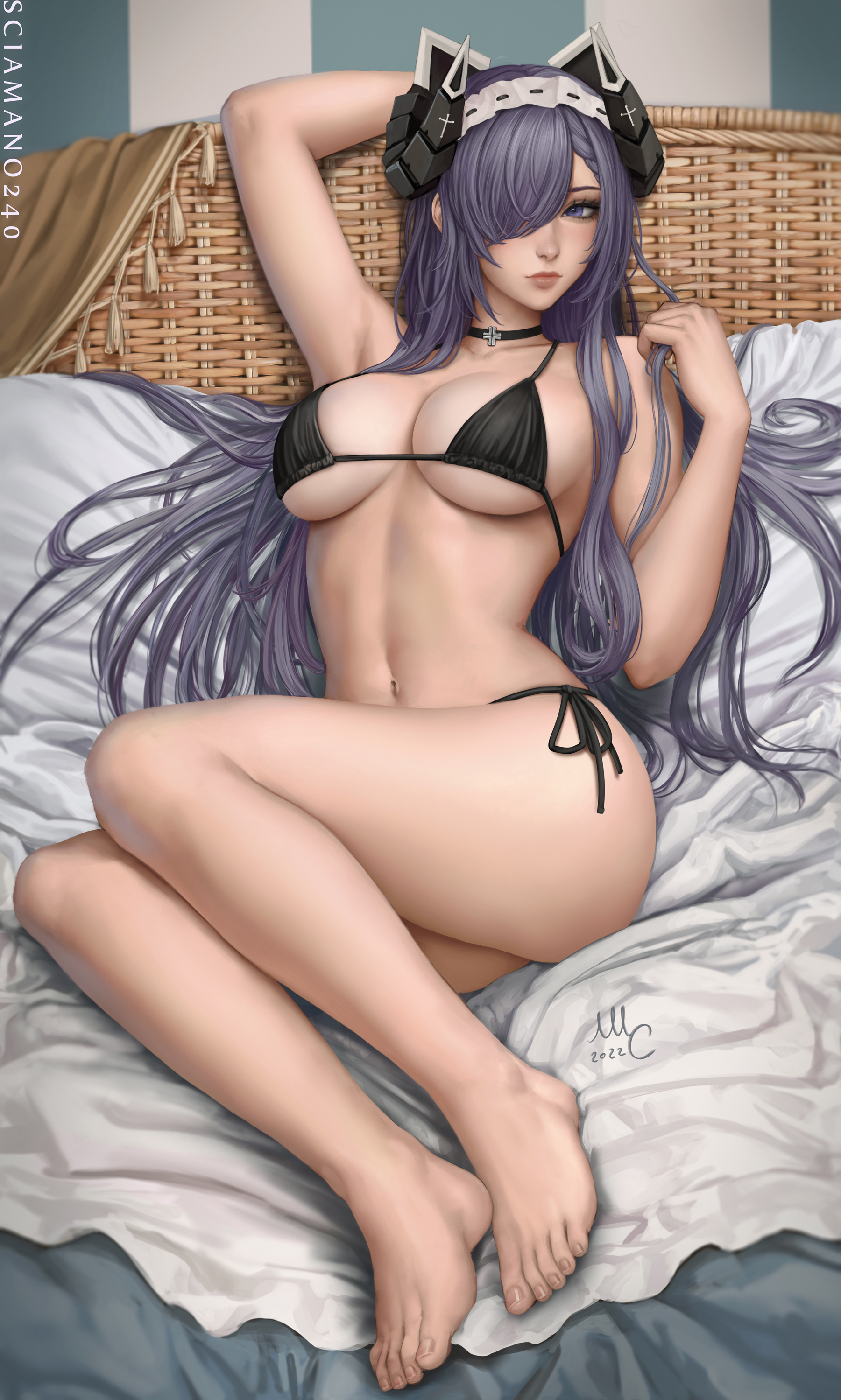 August Von Parseval - NSFW, Art, Anime, Anime art, Azur lane, August von Parseval, Housemaid, Girls, Erotic, Hand-drawn erotica, Game art, Underwear, Stockings, Swimsuit, Bikini, Boobs, Topless, Nudity, Choker, Sciamano240, Longpost