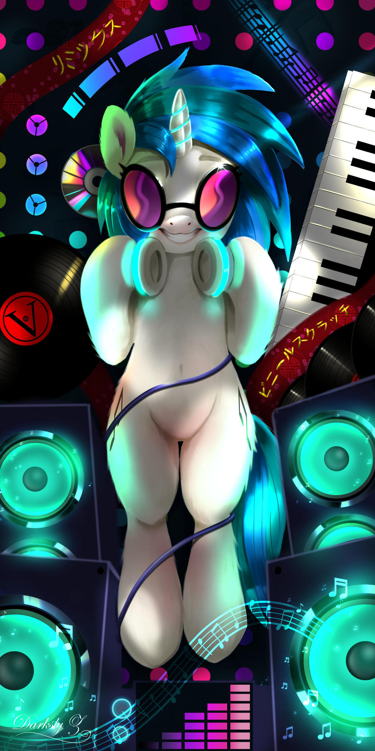 V-pon - Арт, My Little Pony, PonyArt, Vinyl Scratch, Darksly-z, Длиннопост