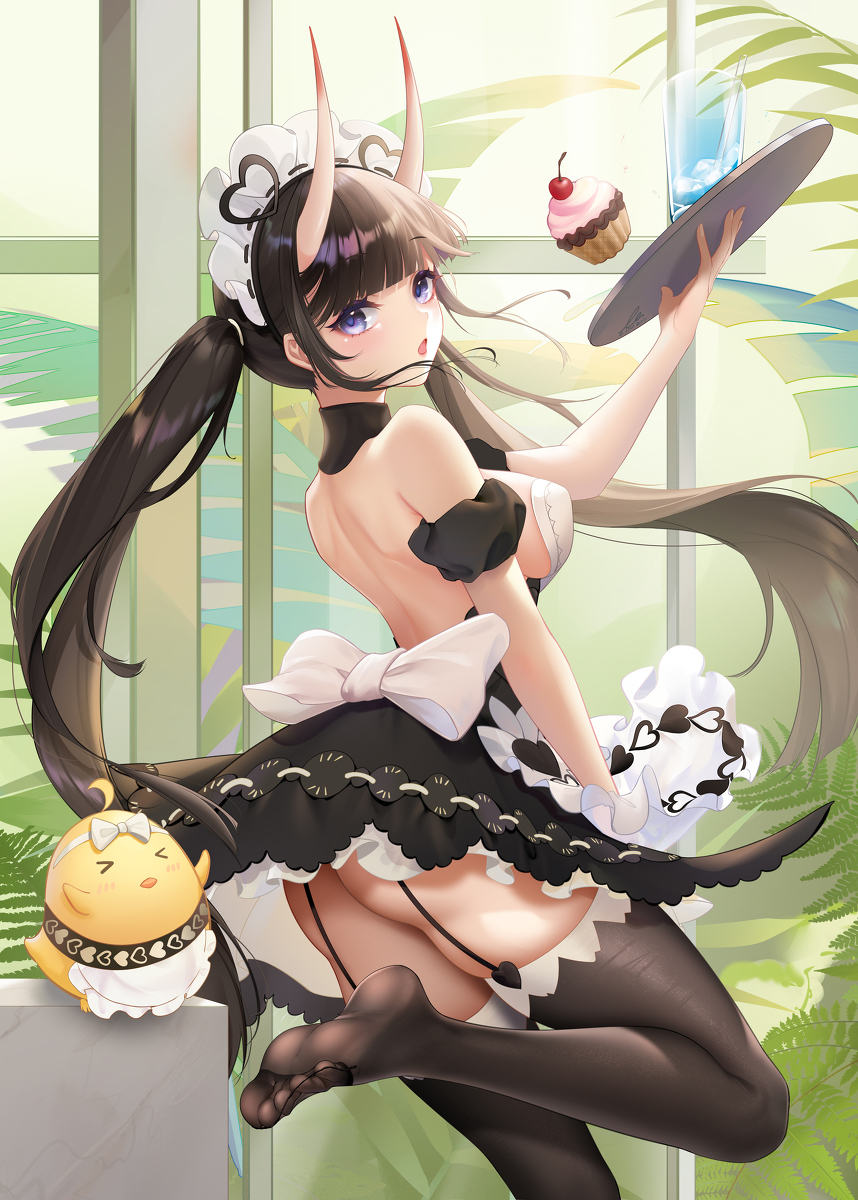 Noshiro - NSFW, Anime, Anime art, Azur lane, Noshiro, Housemaid, Stockings, Longpost