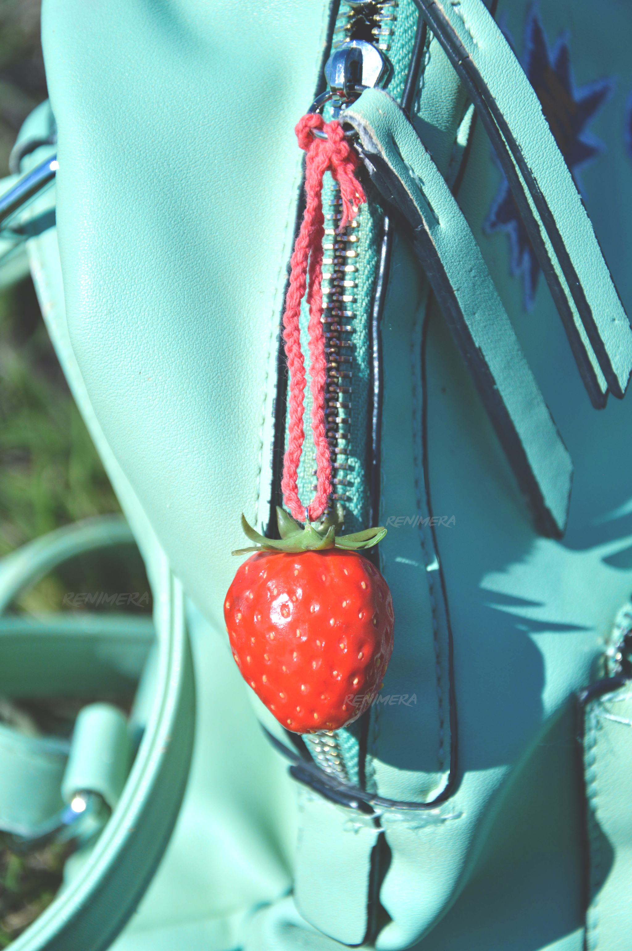 Keychain in the form of strawberries made of polymer clay - My, Strawberry (plant), Polymer clay, Handmade, Keychain, Figurines, Needlework without process, Лепка, Berries, Longpost