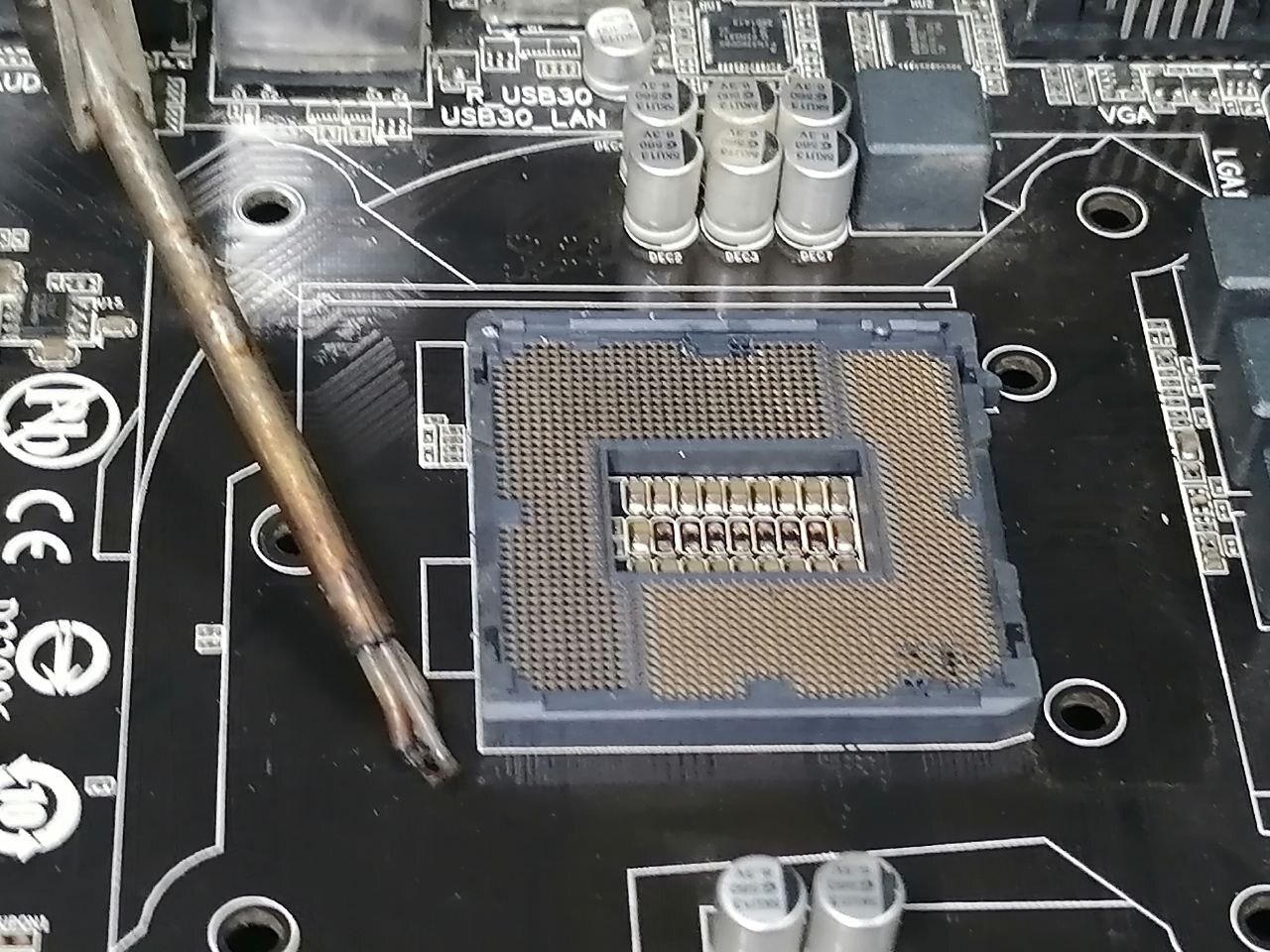 Under-repair of the motherboard on the 1150 socket - My, Repair of equipment, Repair, Electronics, Motherboard, Breaking, Longpost