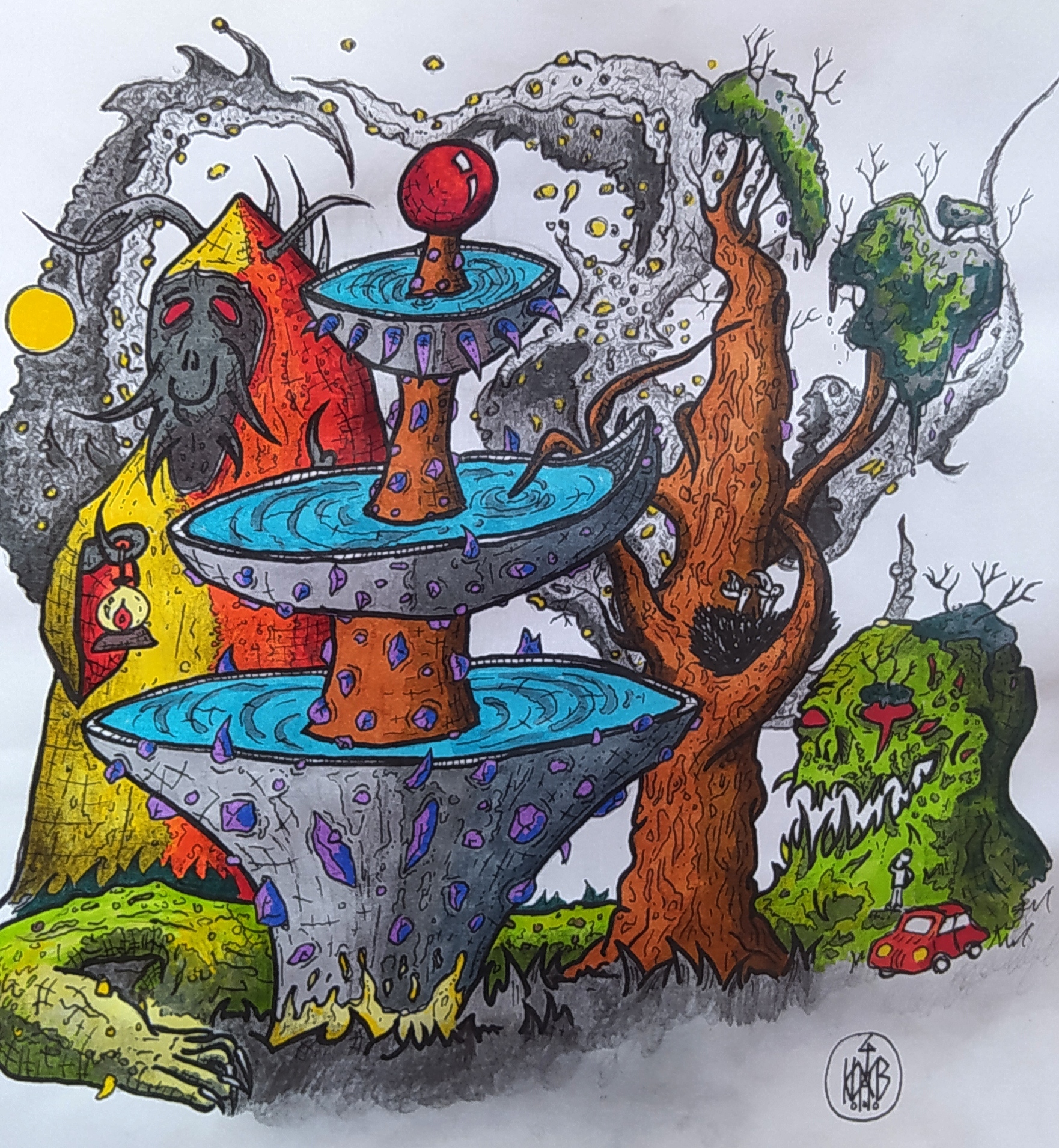 Source - My, Demon, Pen drawing, Pencil drawing, Story, Watercolor markers