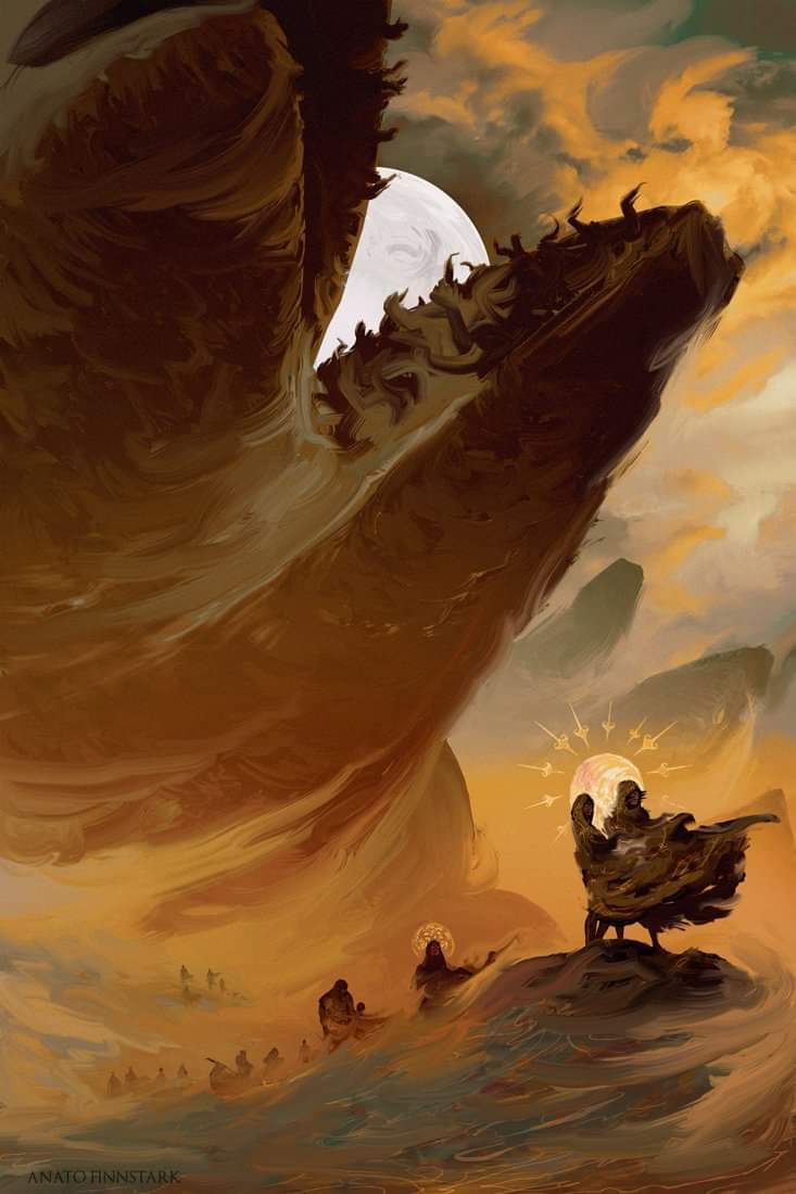 March of the Fremen - Drawing, Dune, Frank Herbert, Shai Hulud, Freemen, Anato finnstark, Art