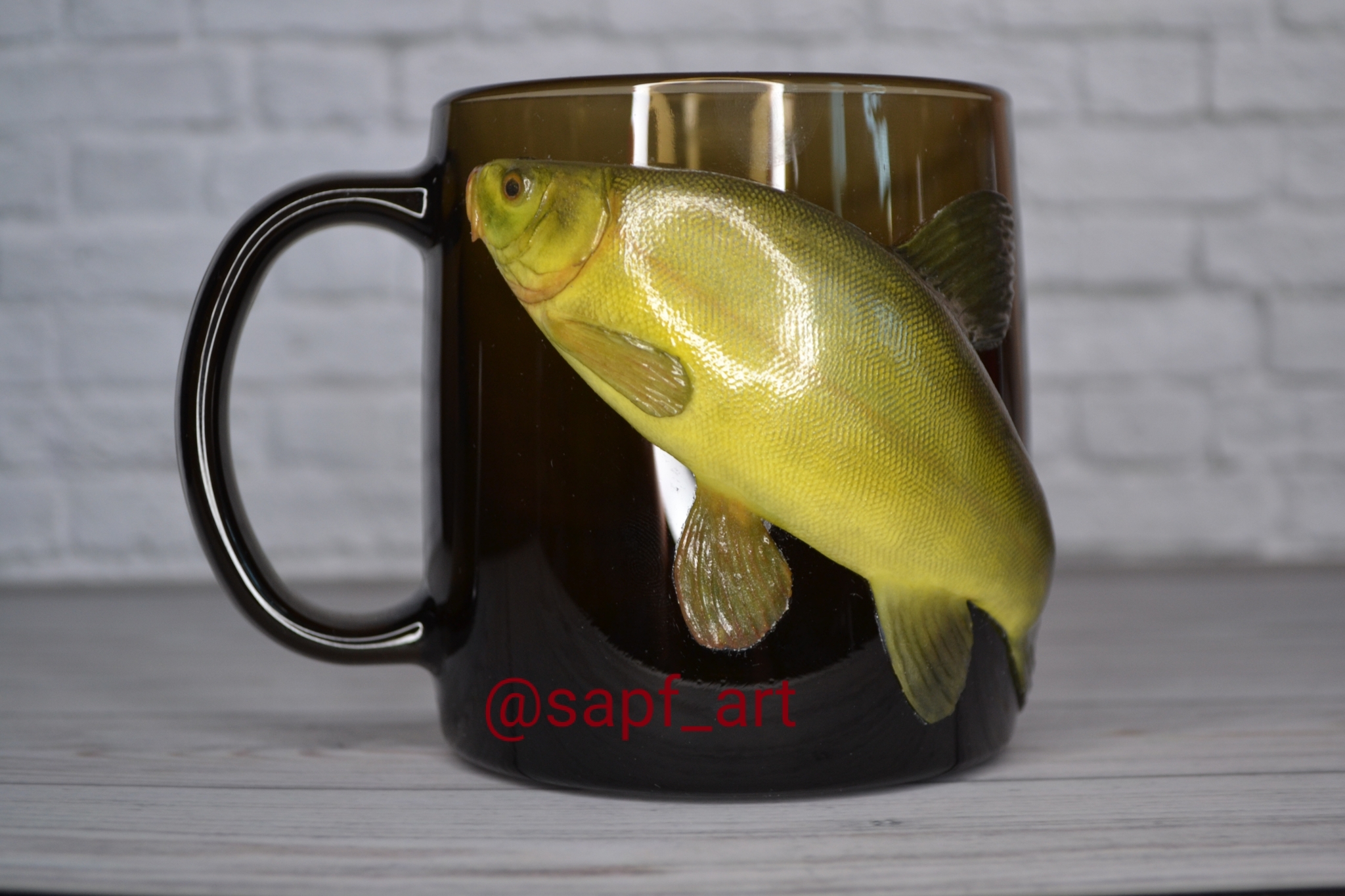 Tench - My, Tench, Fishing, A fish, Fishermen, Catch, Fishing rod, Mug with decor, Presents, Needlework without process, Handmade, Longpost