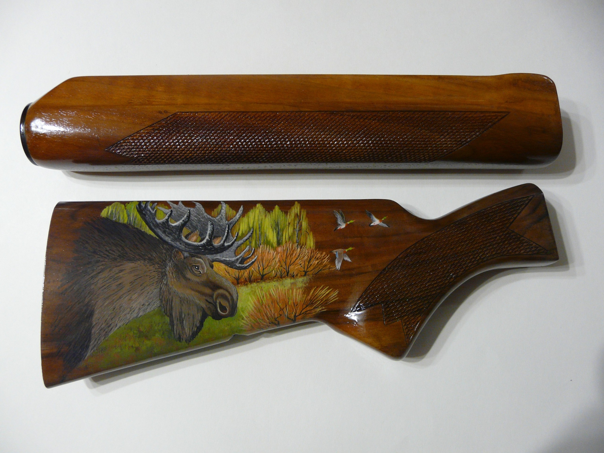 Painted butt of a gun The rut has begun! - My, Handmade, Decor, Painting on wood, Animalistics, Nature, Butt, Needlework without process