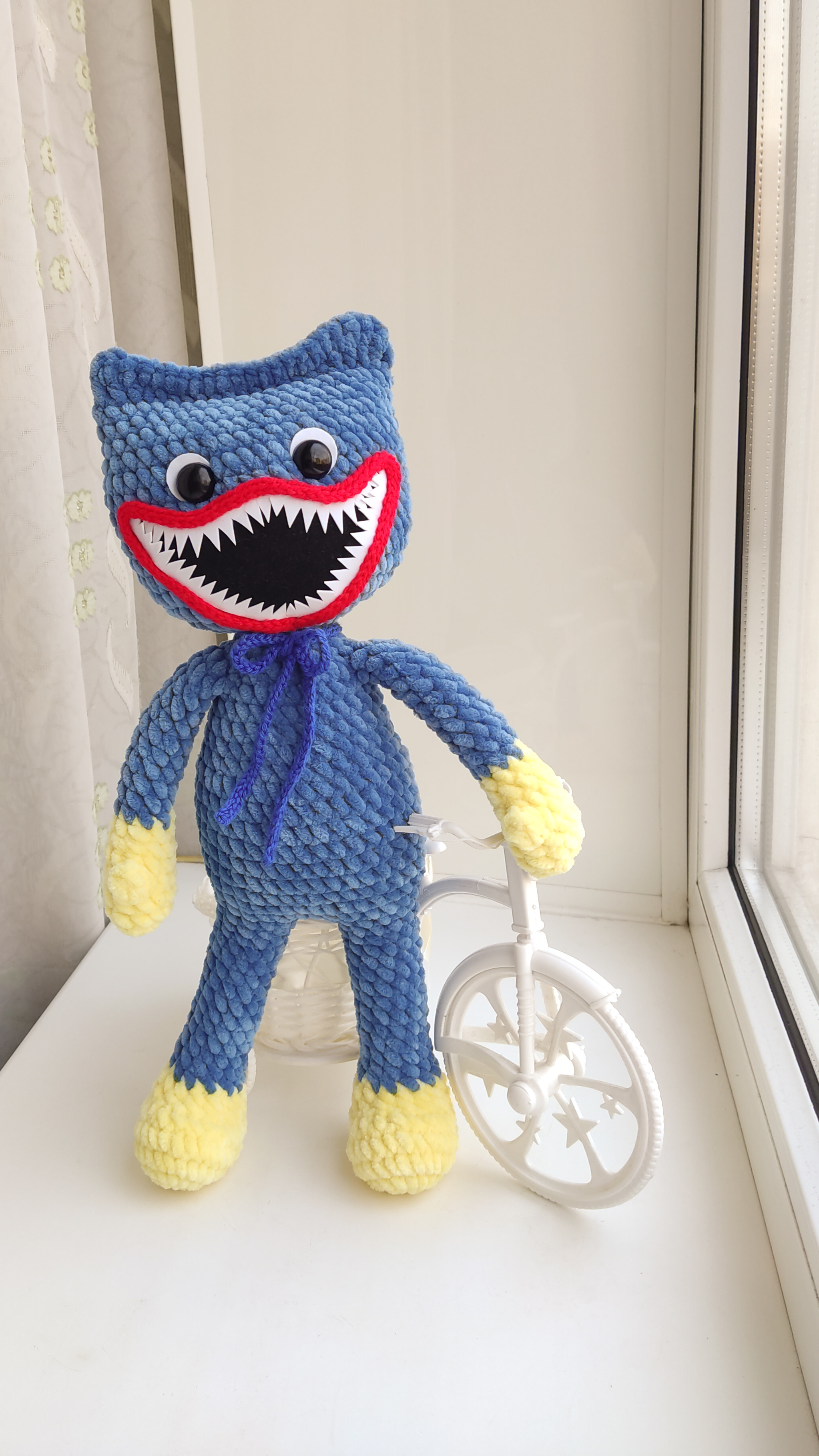 I'm evil and scary... - My, Needlework without process, Needlework, With your own hands, Crochet, Knitted toys, Plush Toys, Huggy Waggi, Longpost