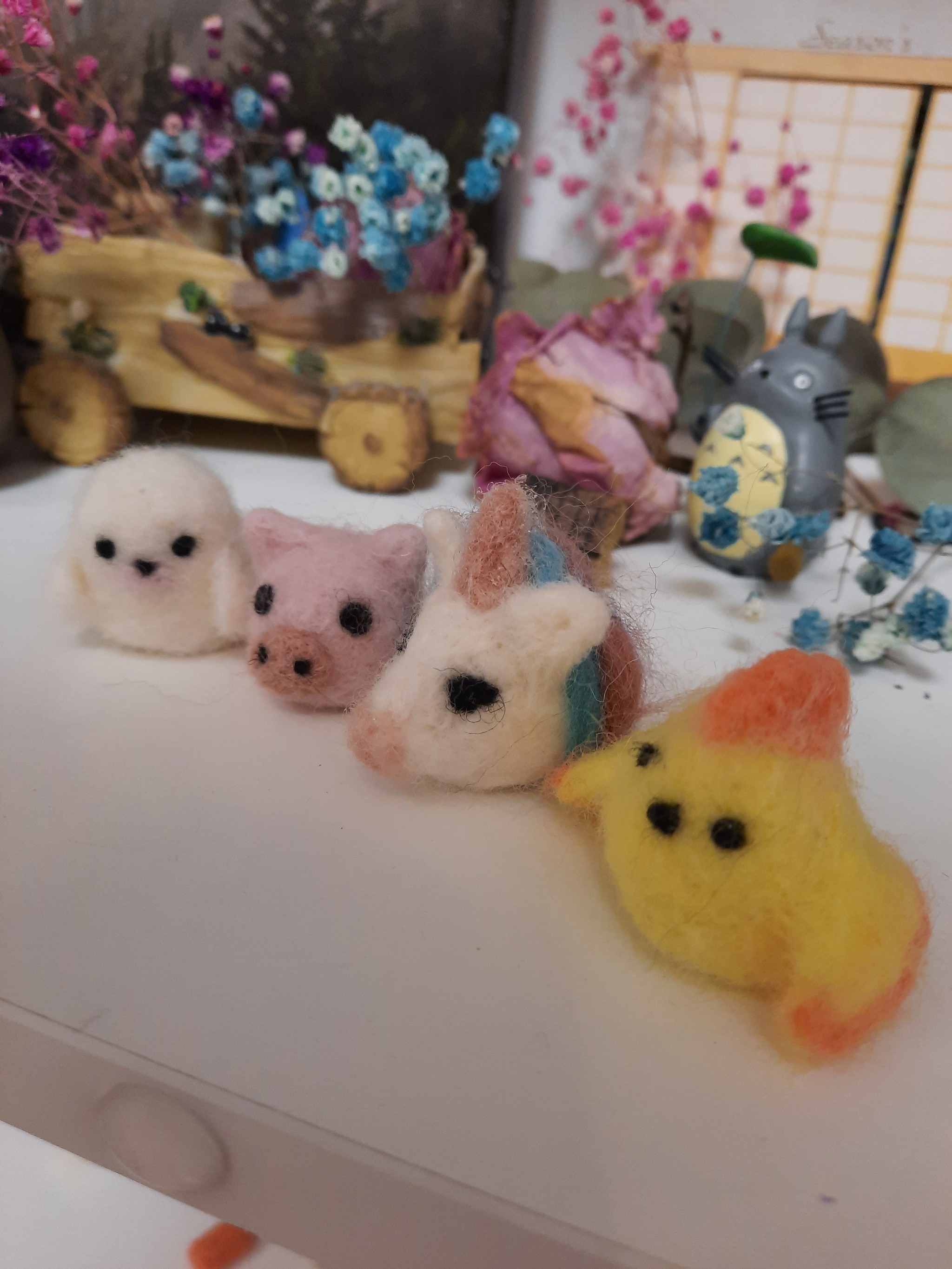 Animals on fingers - My, Needlework without process, Dry felting, Toys, Longpost