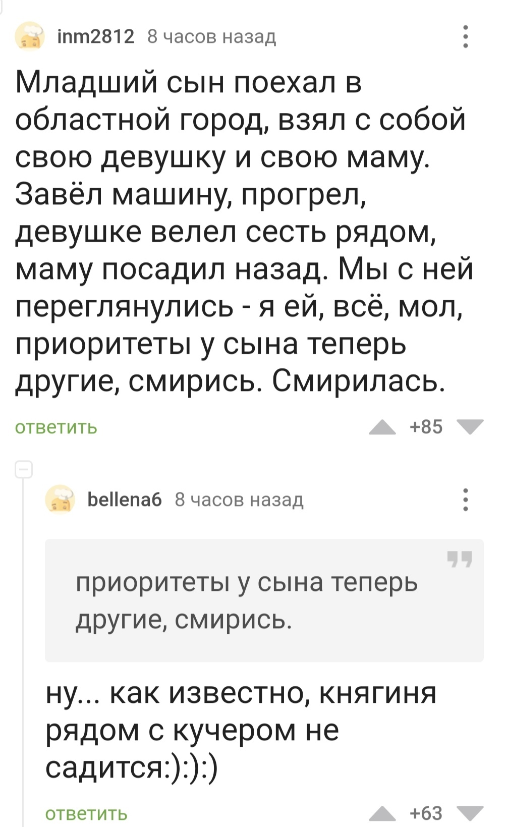 Интерпретация, пропаганда, трактовка - Комментарии на Пикабу, Мама, Жена, Приоритеты, Скриншот