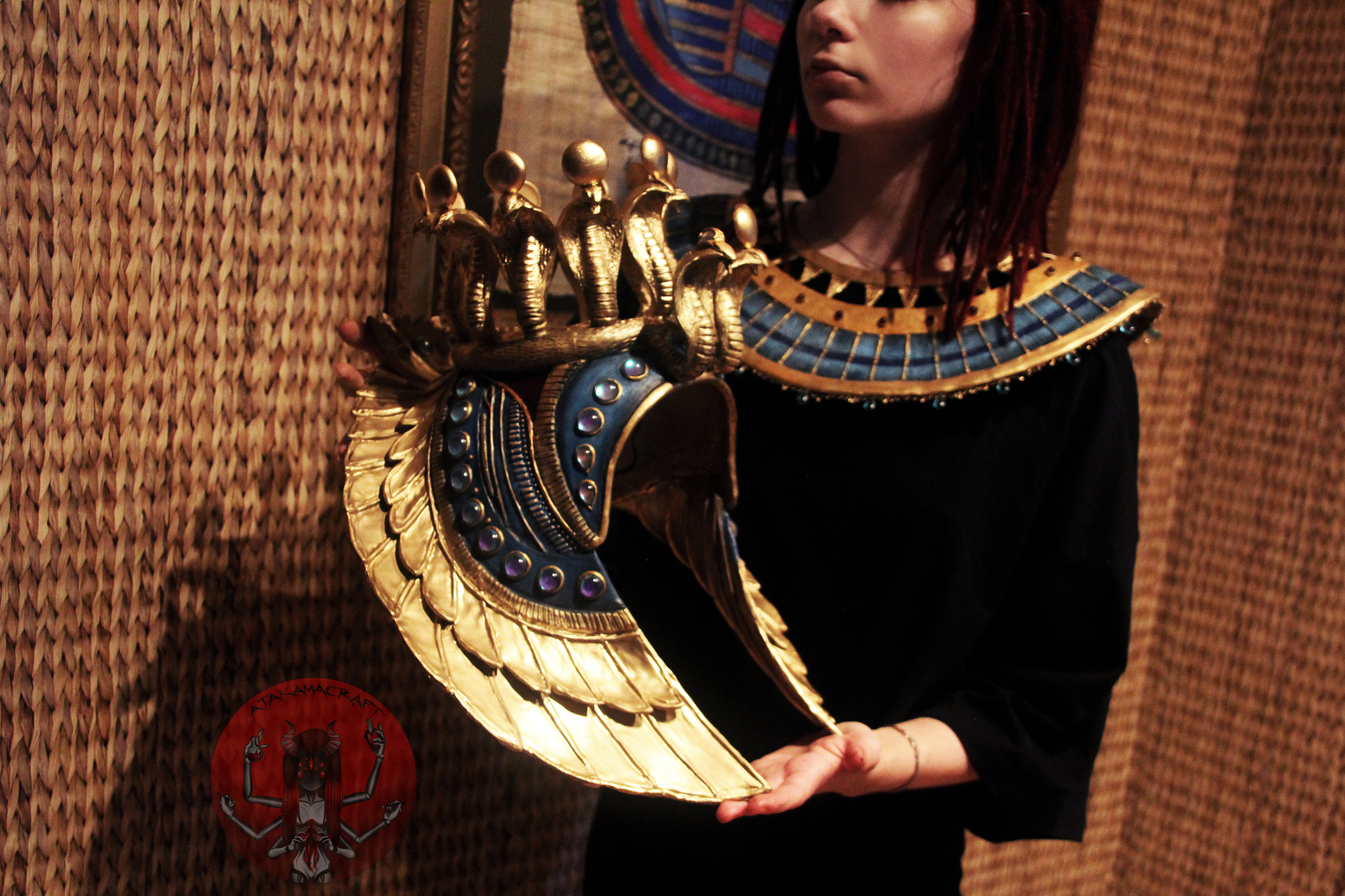 Egyptian headdress and handmade necklace - My, Needlework with process, Cosplay, Craft, Ancient Egypt, Handmade, Лепка, Cosplayers, Cleopatra, Props, Creation, Longpost