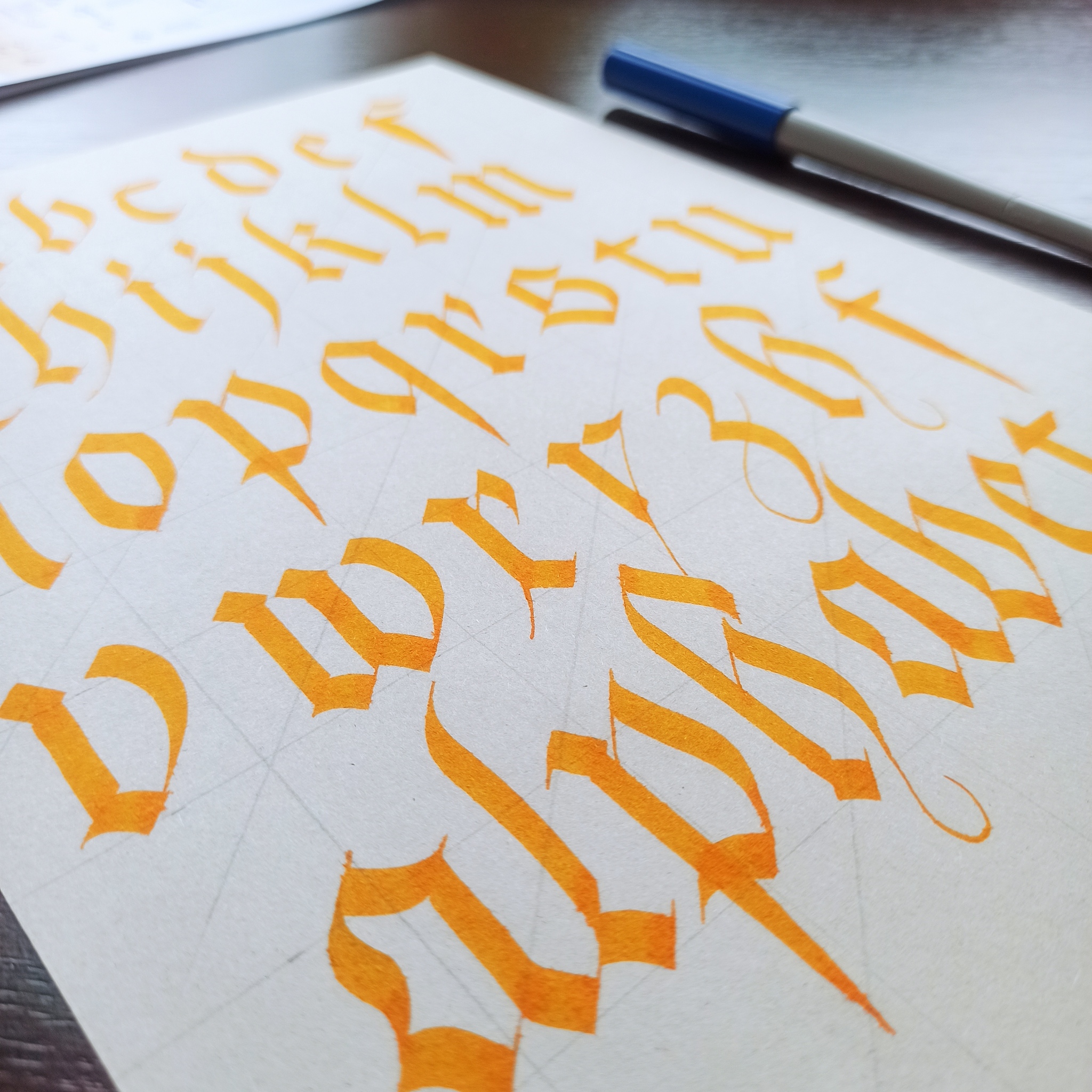 Writing practice. - My, Calligraphy, Gothic, Fraktura, Handmade, Letter, Longpost