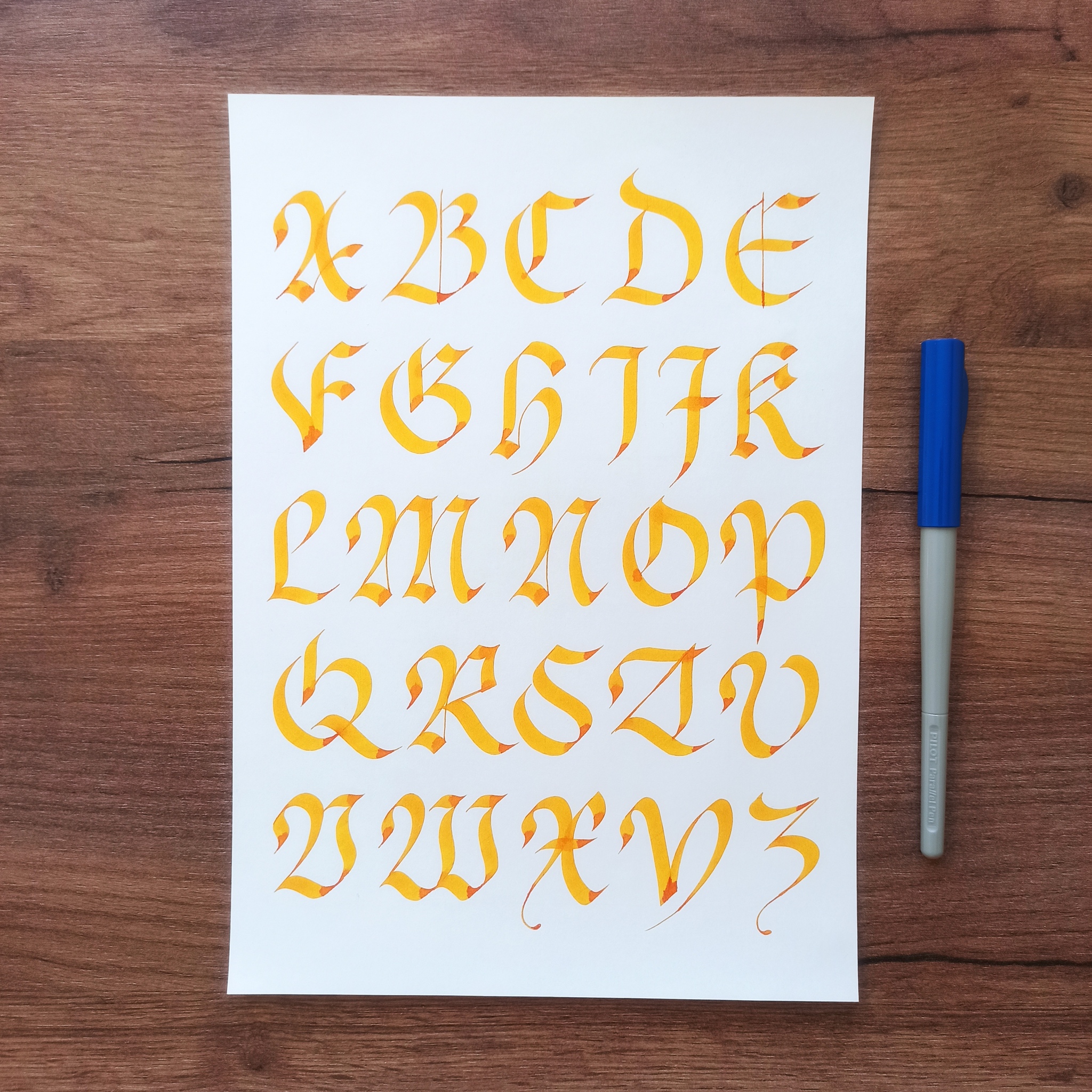 Writing practice. - My, Calligraphy, Gothic, Fraktura, Handmade, Letter, Longpost