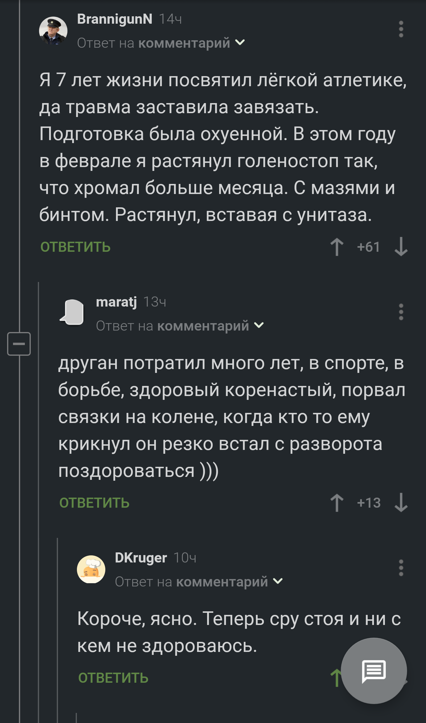 Сру стоя, ни с кем не здороваюсь - Скриншот, Спорт, Неудача, Комментарии на Пикабу, Юмор, Мат