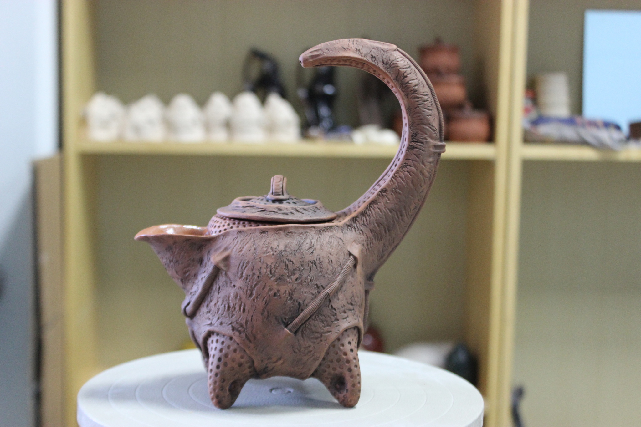 Textured teapot #1 - My, Needlework without process, Ceramics, His own ceramist, Kettle, Tea, Longpost