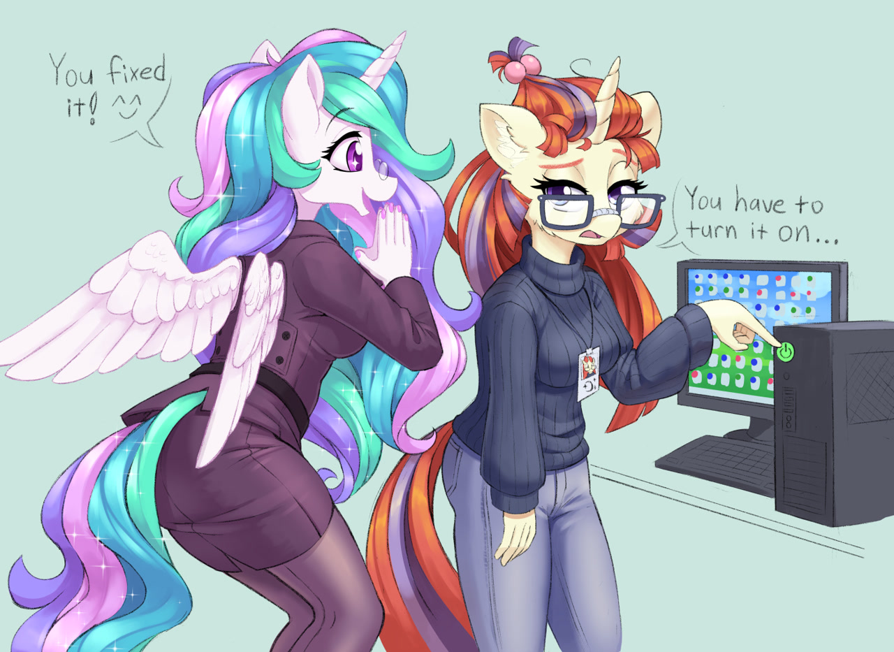 Мунденсер - My Little Pony, Moondancer, Dstears, Princess Celestia, Антро