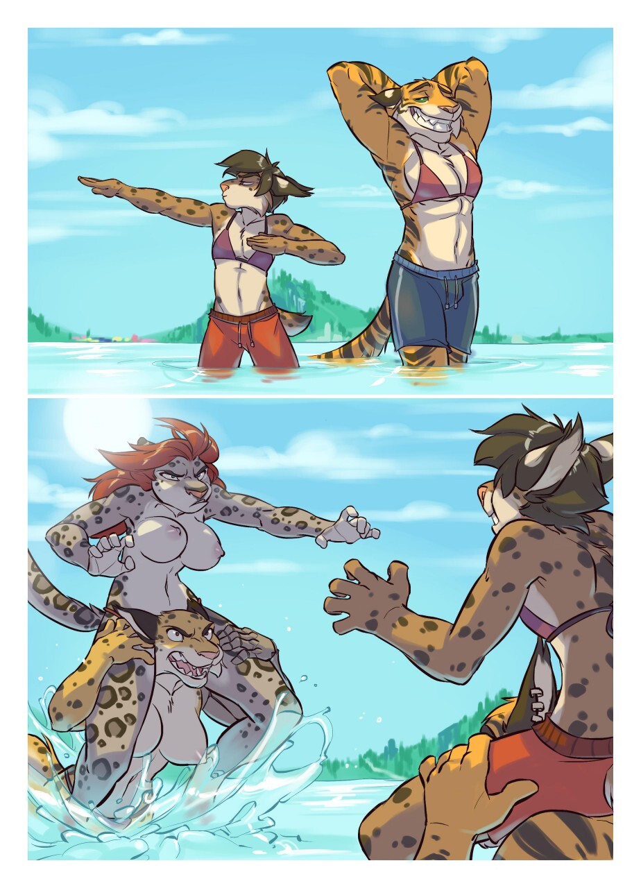 fair competition - NSFW, Furry, Furry art, Yiff, Furry feline, Erotic, Repeat, Comics, Furry comics, Longpost