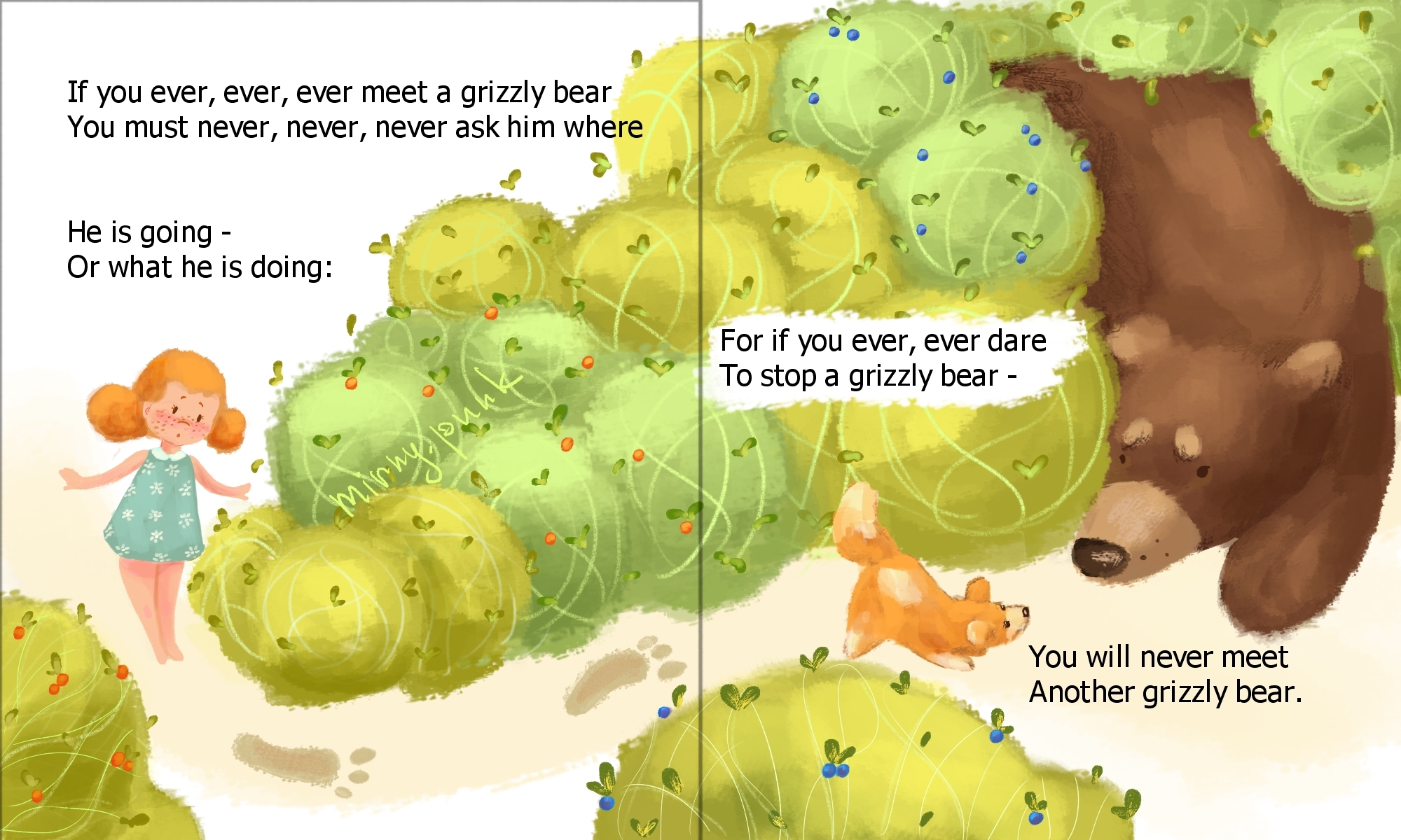 Grizzly - My, Art, Illustrations, Drawing, Painting, Krita, Digital, Children's poems, English language